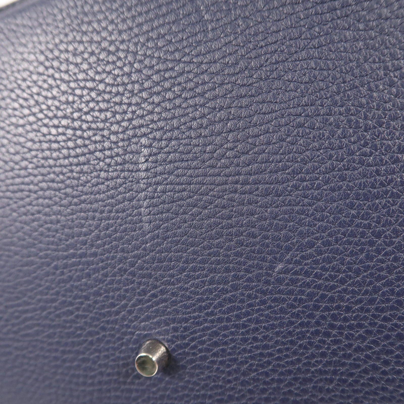 HERMES Clemence皮革Picotin GM銀扣手挽袋Bleu Nuit