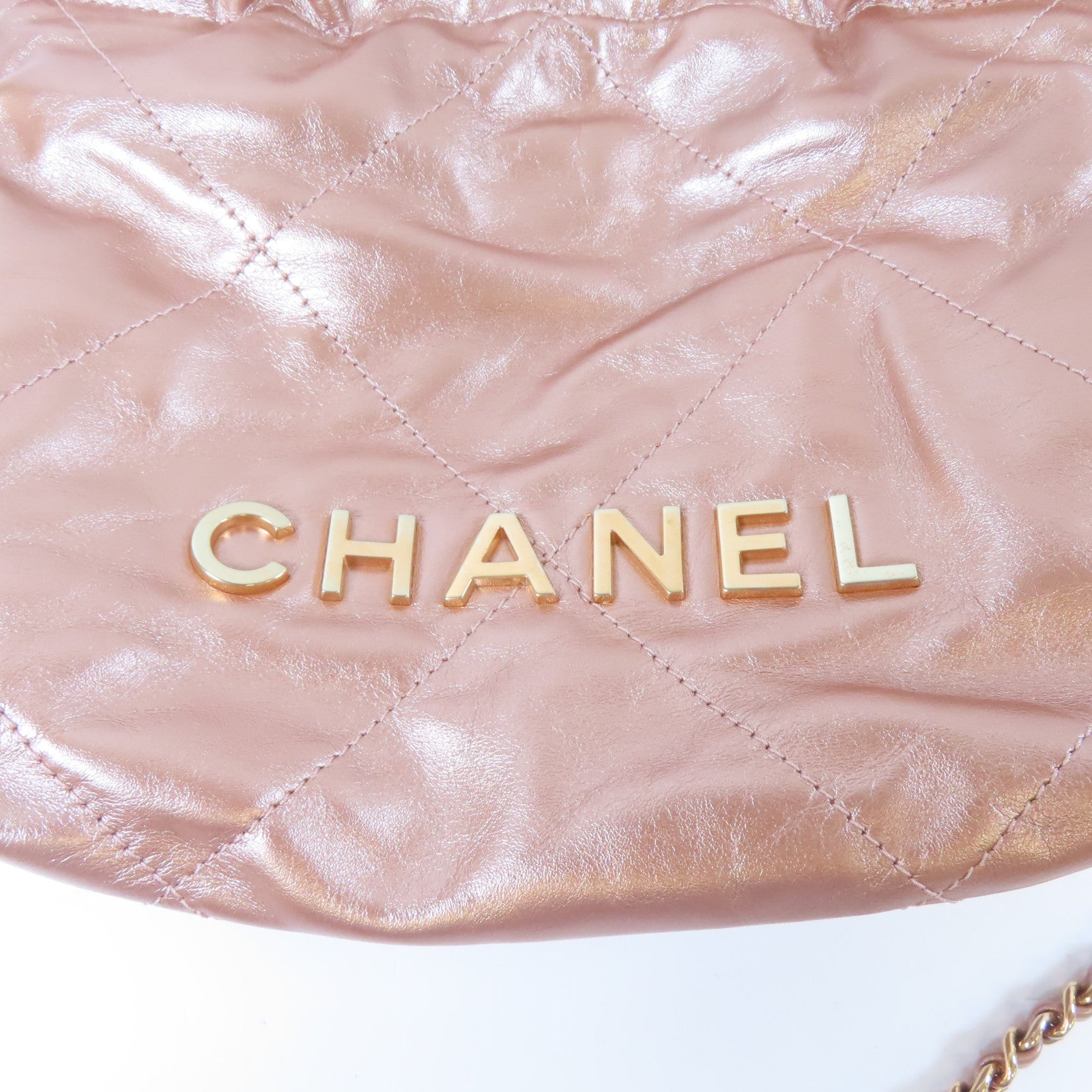 CHANEL 【激減優惠】菱格牛皮皮革Chanel 22金扣手挽肩背兩用袋銅色