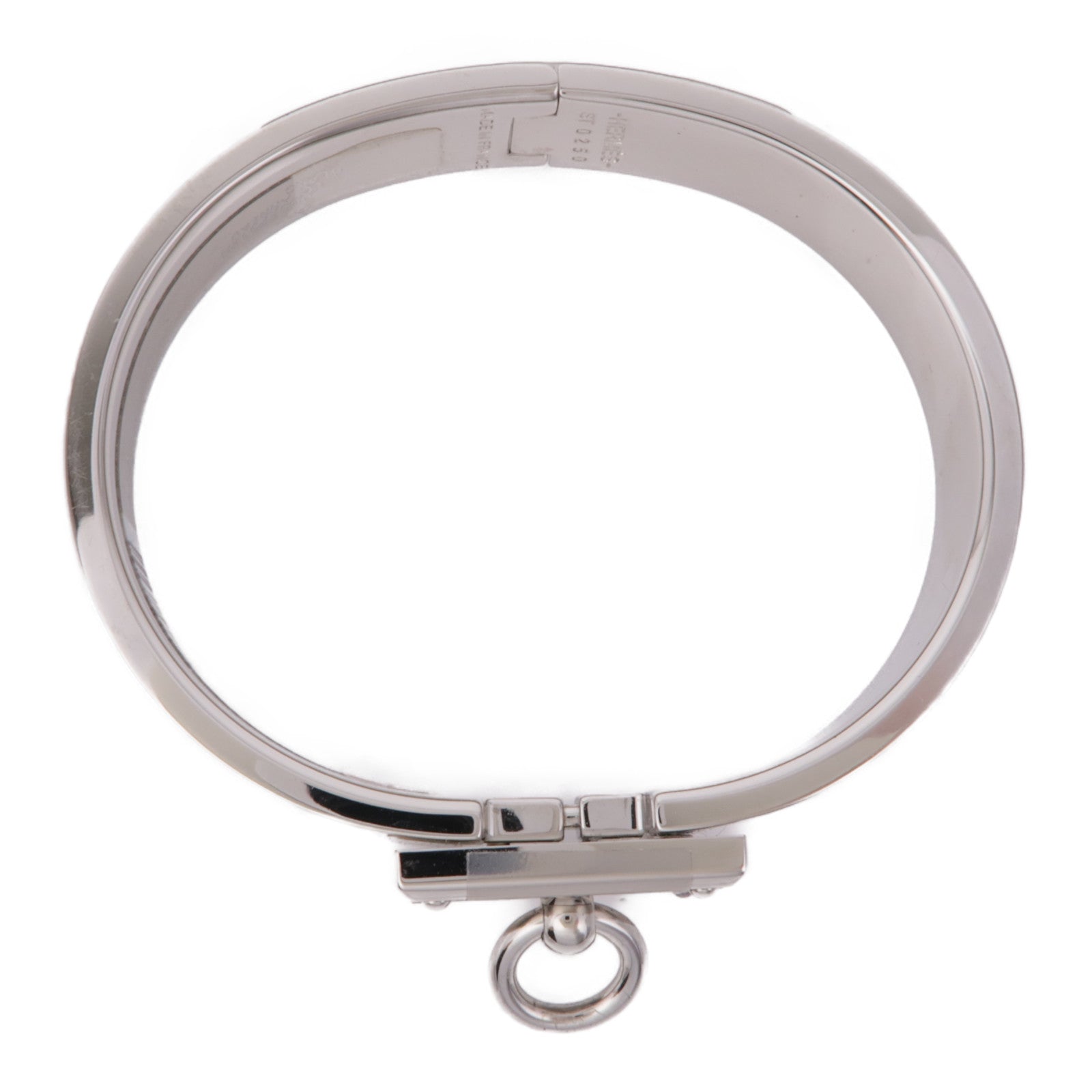 HERMES Clic Anneau Bracelet Metal Enamel Silver White