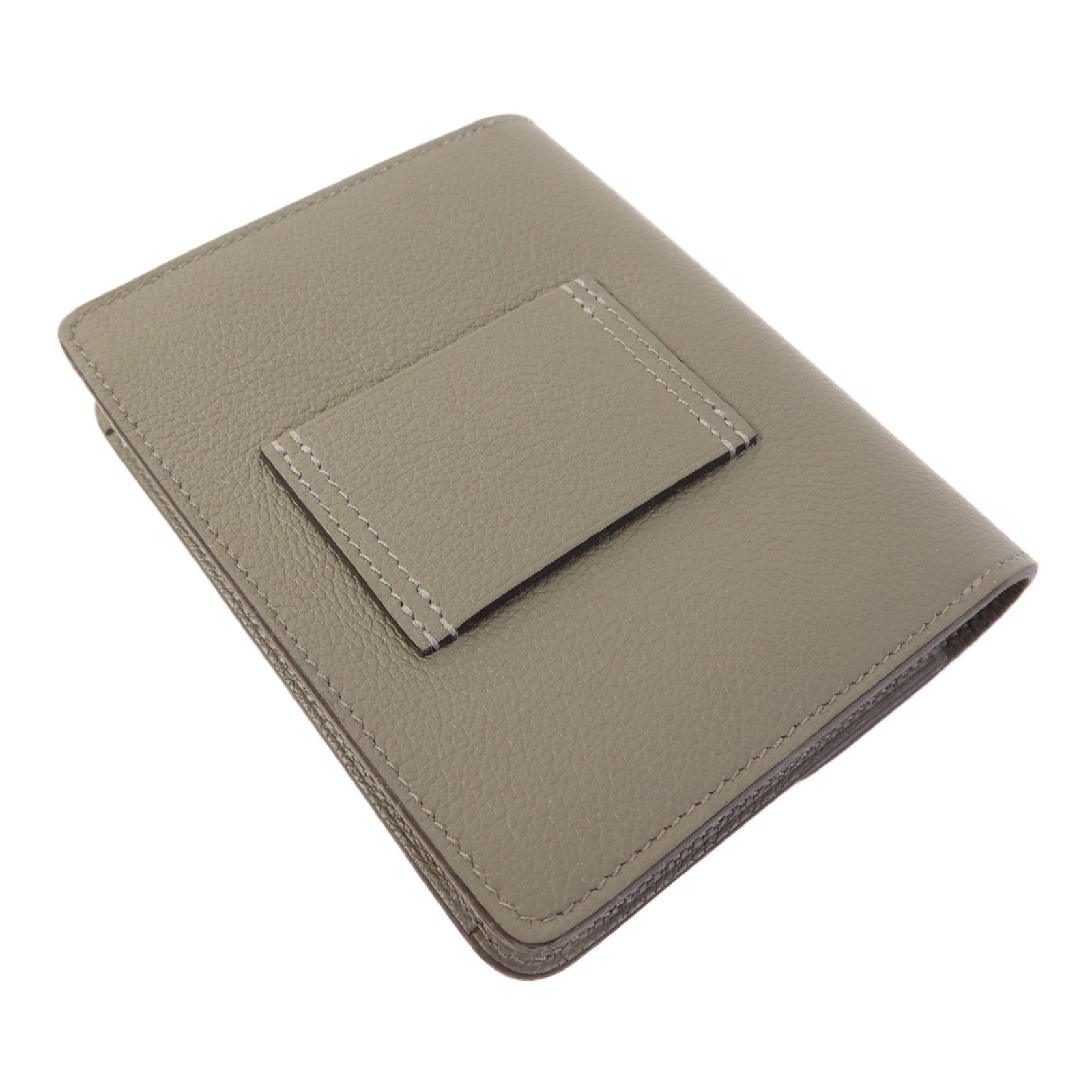 HERMES Evercolor皮革Roulis Slim金扣手拿包Gris Meyer