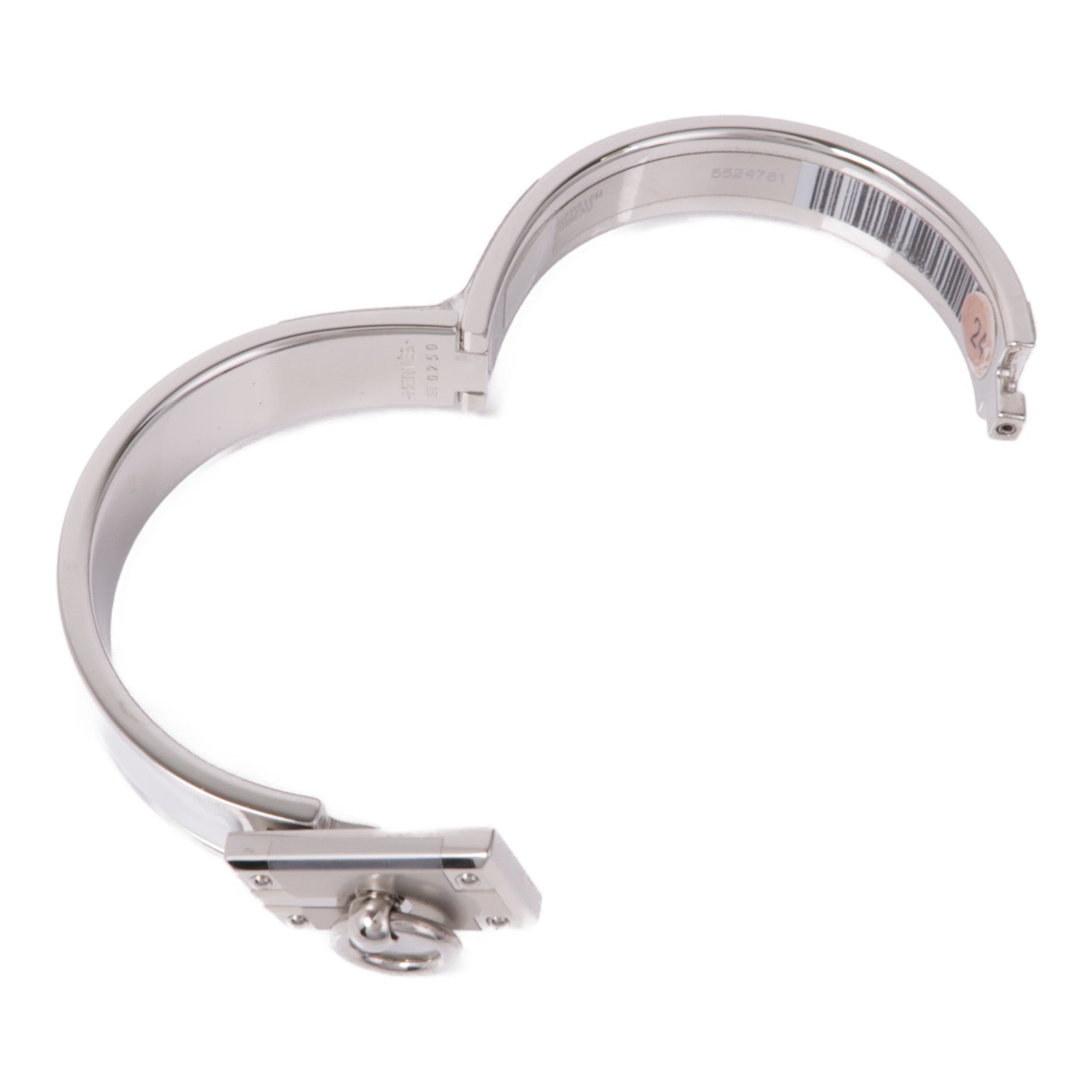 HERMES Clic Anneau Bracelet Metal Enamel Silver White