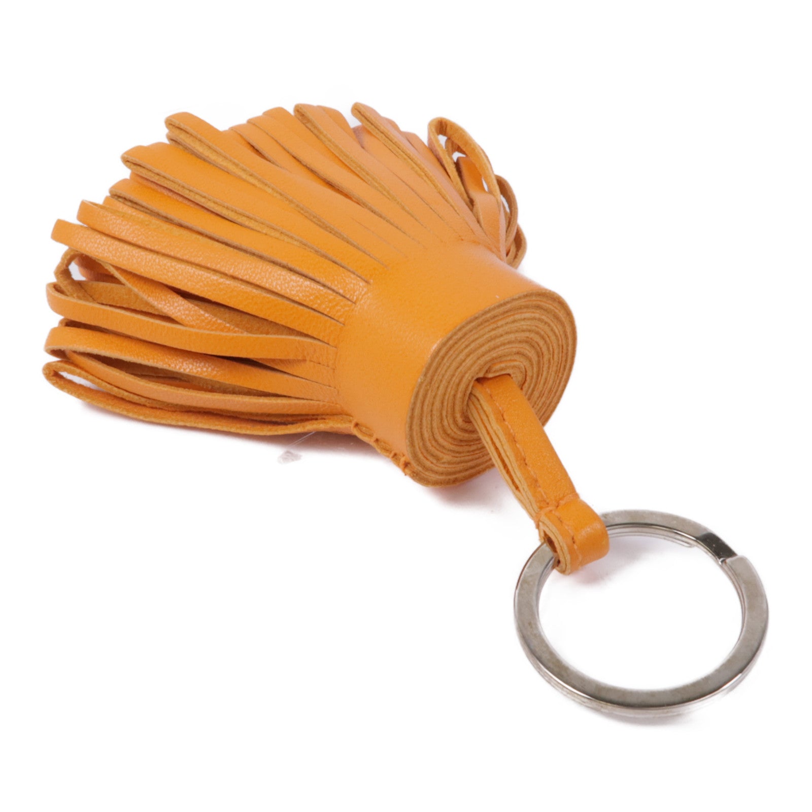 HERMES Swift皮革Carmen Charm銀扣掛飾Orange