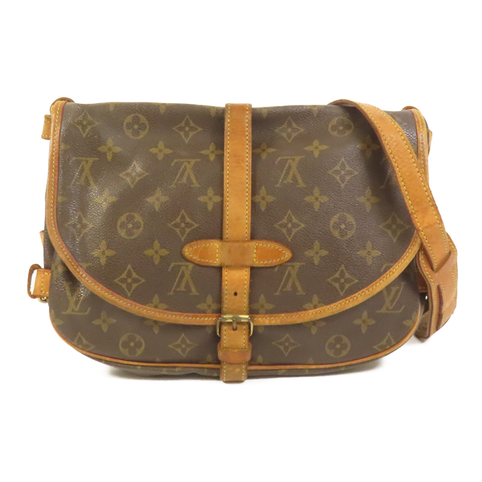 LOUIS VUITTON Monogram Saumur 30金扣肩背袋棕色