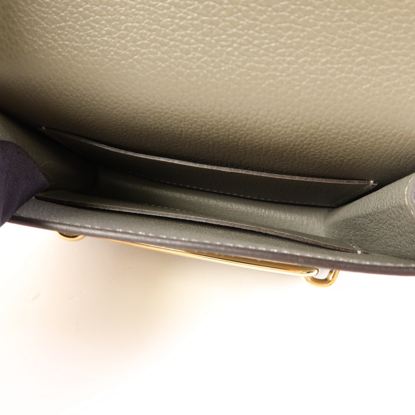 HERMES Evercolor皮革Roulis Slim金扣手拿包Gris Meyer