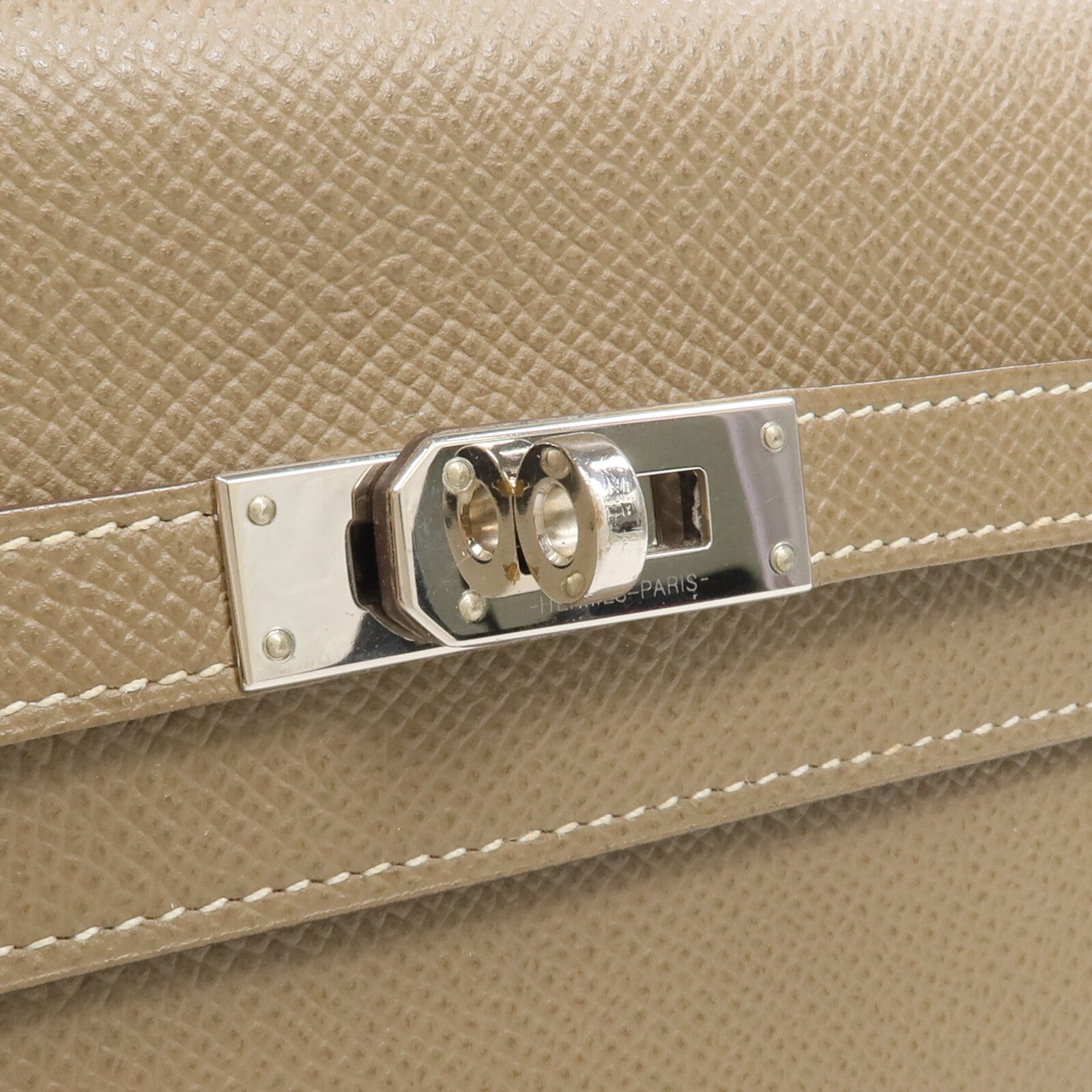 HERMES Epsom皮革Kelly Long Wallet長錢包Etoupe
