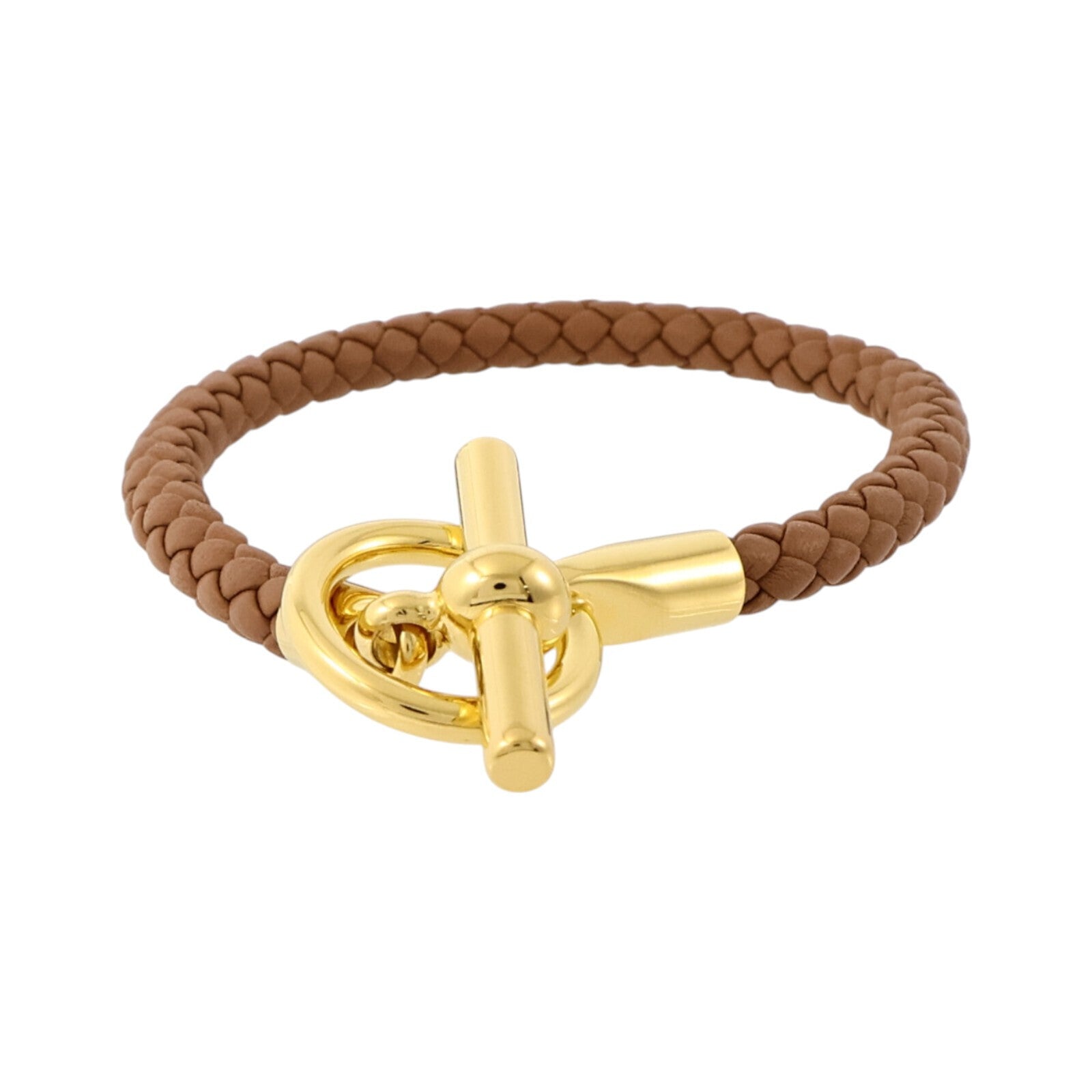 HERMES Swift皮革/金屬Glenan H Bracelet金扣手鏈Gold