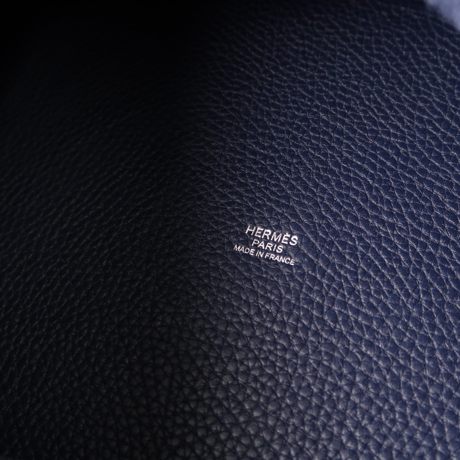 HERMES Clemence皮革Picotin GM銀扣手挽袋Bleu Nuit