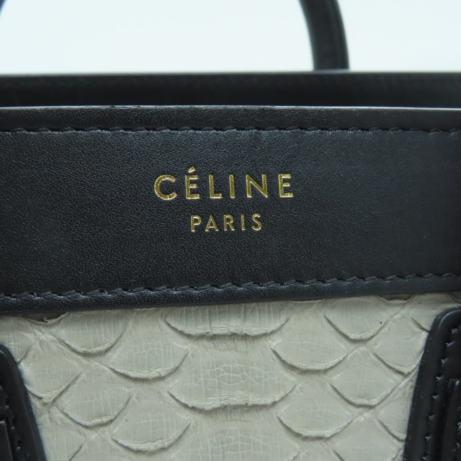 CELINE 【激減優惠】蛇皮皮革Nano Luggage金扣手挽肩背兩用袋灰色/黑色/啡色