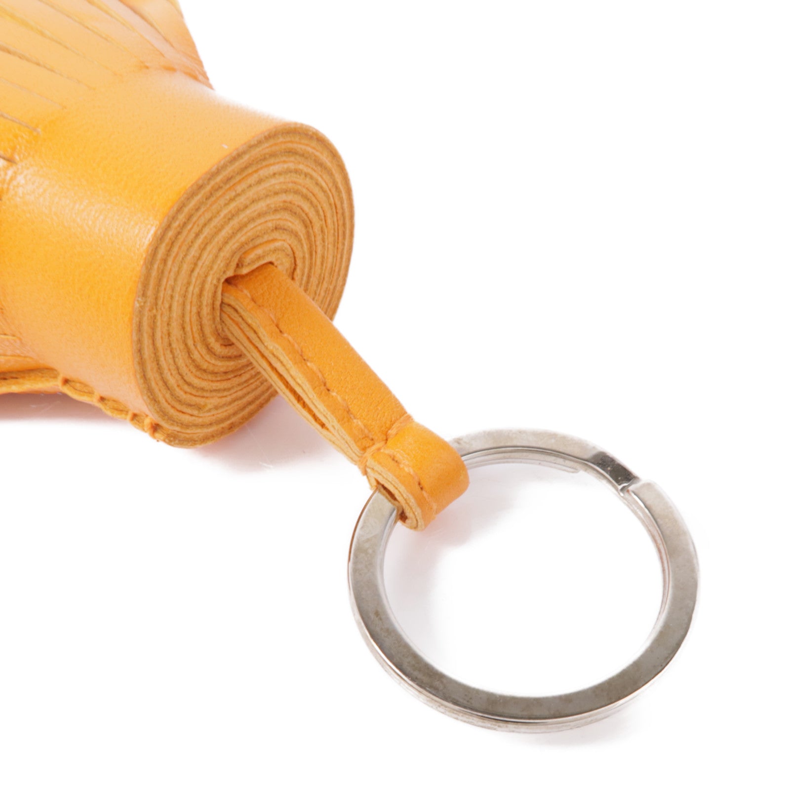 HERMES Swift皮革Carmen Charm銀扣掛飾Orange