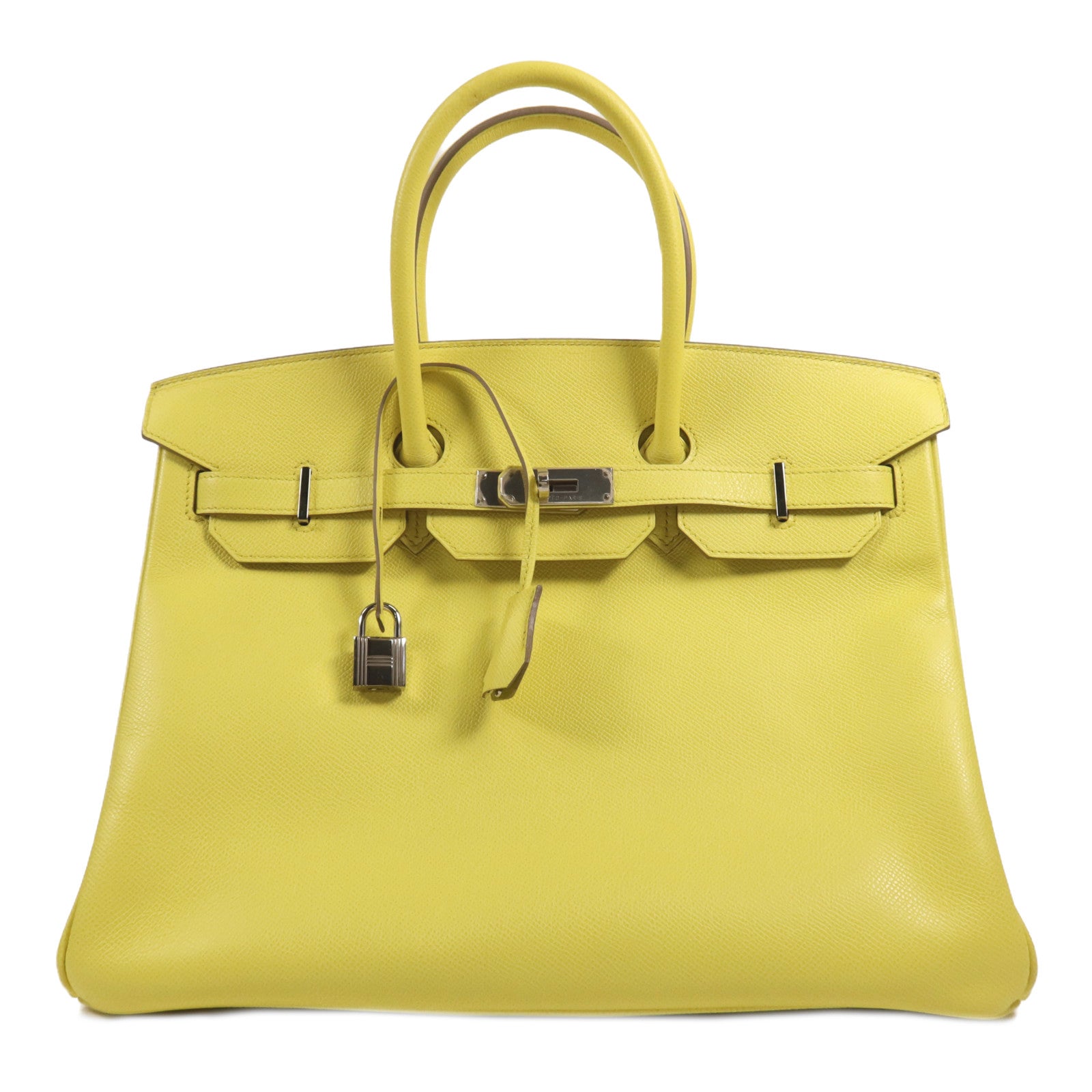 HERMES Epsom皮革Birkin 35銀扣手挽袋Lime