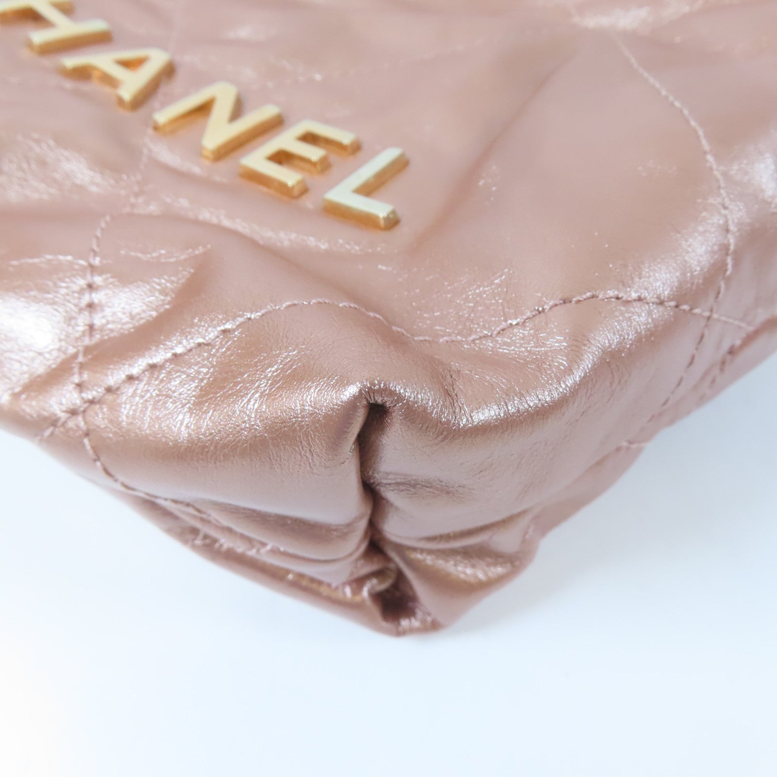 CHANEL 【激減優惠】菱格牛皮皮革Chanel 22金扣手挽肩背兩用袋銅色