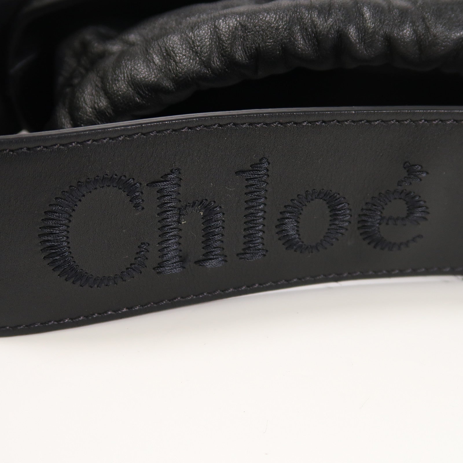 Chloe 牛皮皮革Sense Bucket Bag銀扣肩背袋黑色