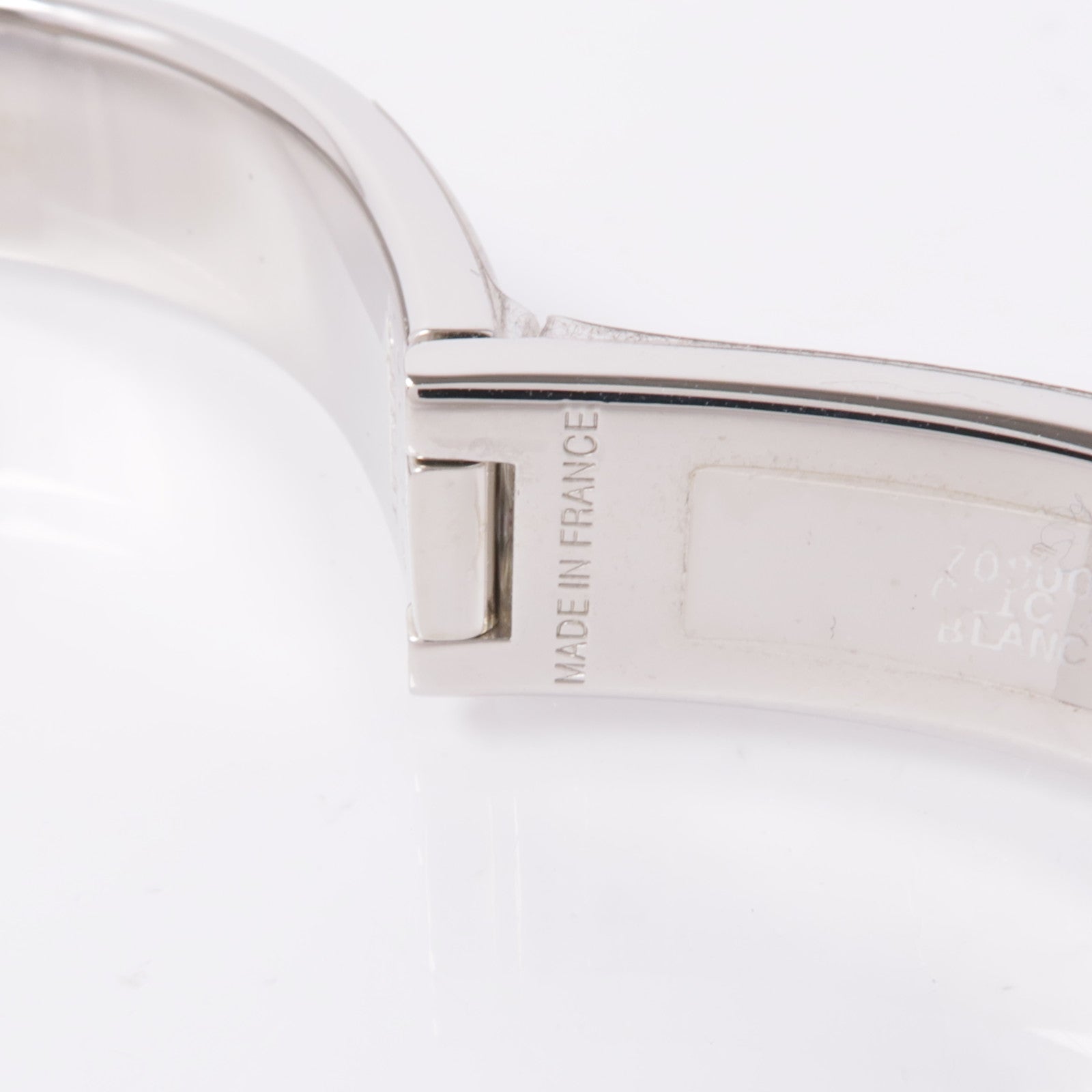 HERMES Clic Anneau Bracelet Metal Enamel Silver White