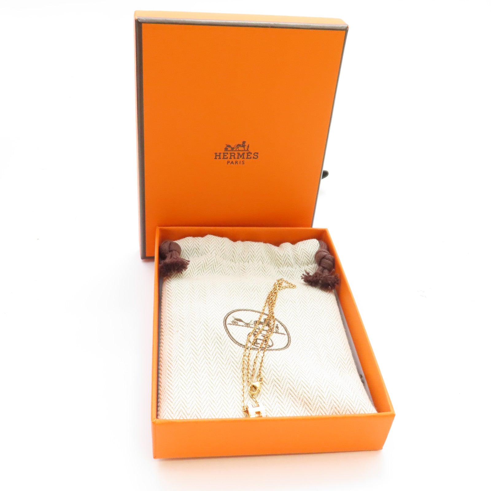 HERMES 金屬Mini Pop H Necklace項鍊汽泡綠色/金色