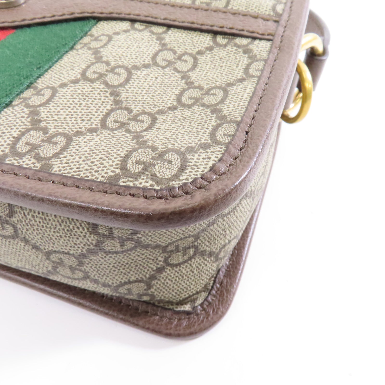 GUCCI 塗層帆布GG Superme Ophidia金扣手挽肩背兩用袋啡色