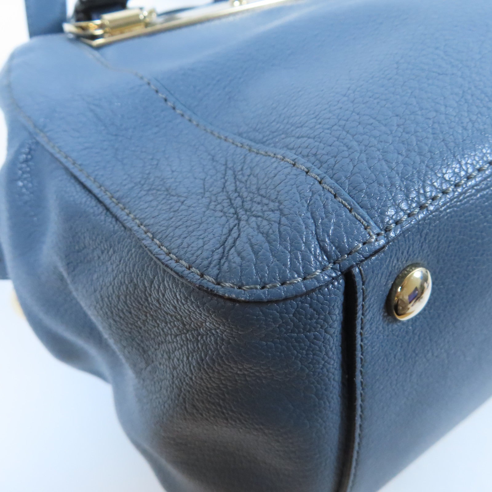 Chloe 【激減優惠】牛皮皮革2 Way Shoulder Bag金扣手挽肩背兩用袋藍色
