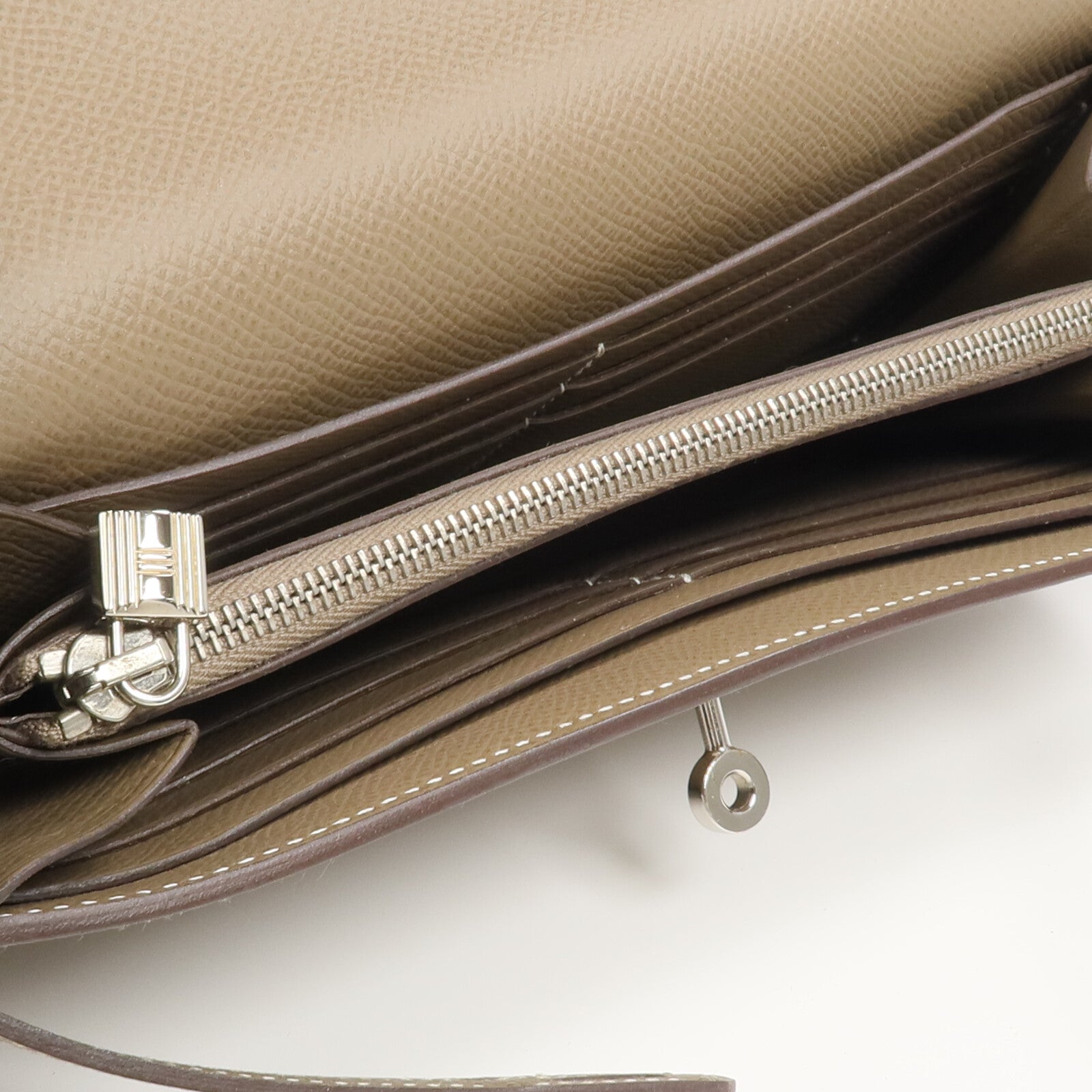 HERMES Epsom皮革Kelly Long Wallet長錢包Etoupe