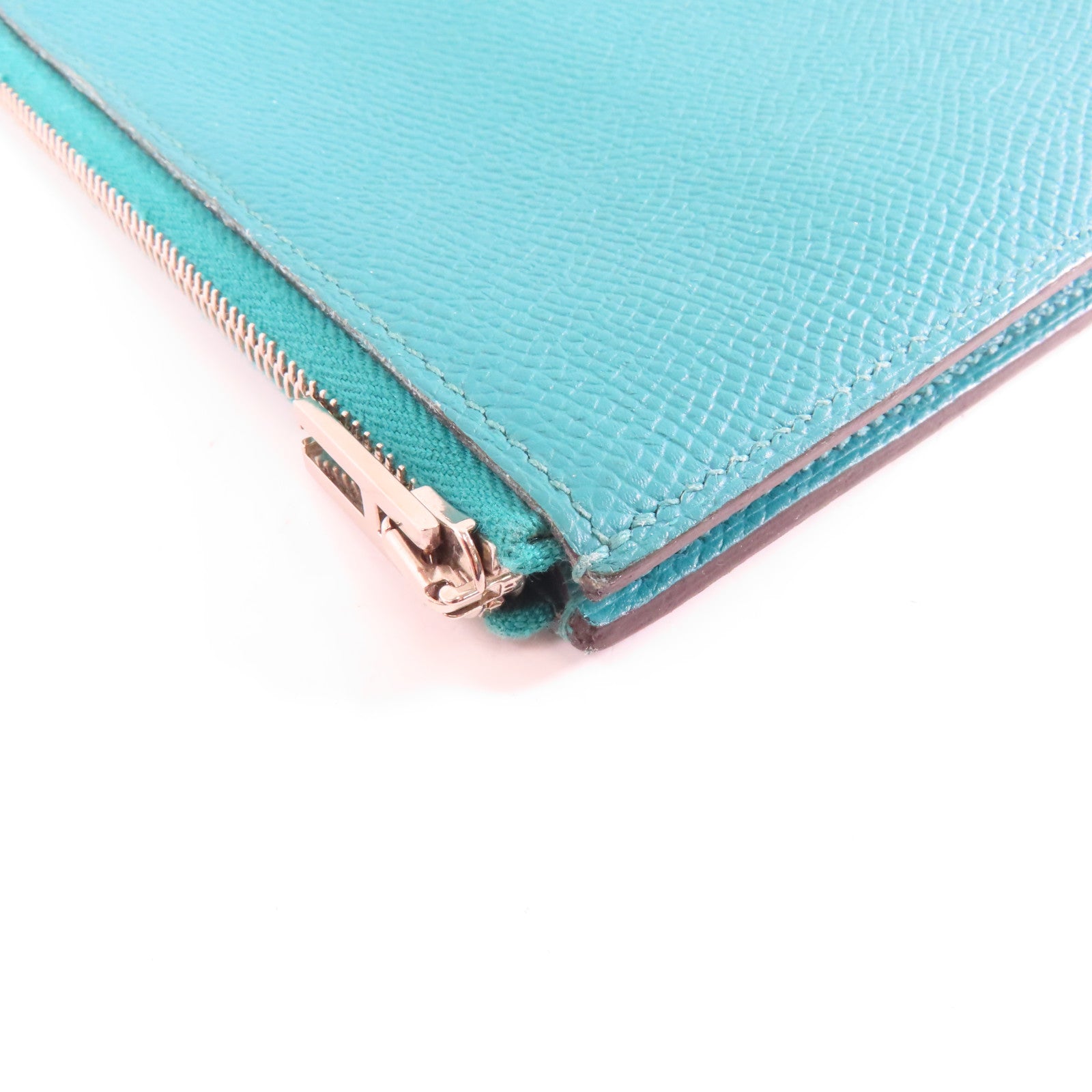 HERMES Epsom皮革Wallet銀扣錢包Vert/綠色
