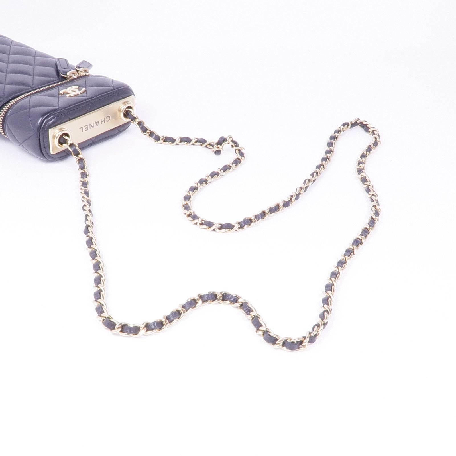 CHANEL 羊皮皮革Chain Shoulder金扣鏈帶肩背袋