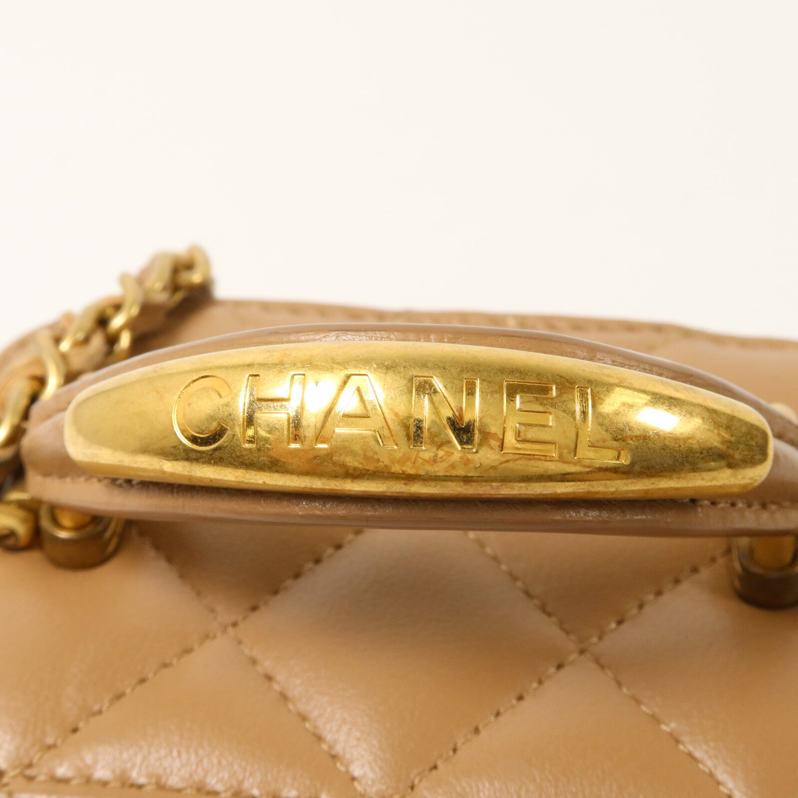 CHANEL 羊皮皮革Vanity Case鏈帶手挽肩背兩用袋