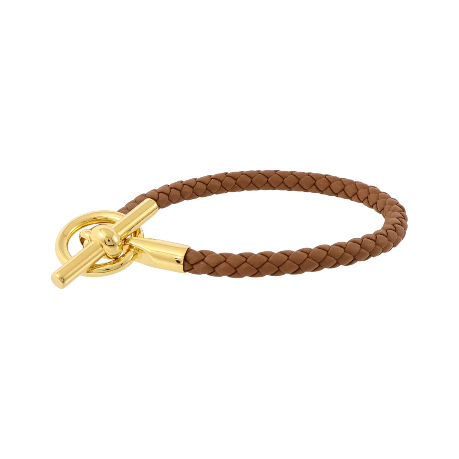 HERMES Swift皮革/金屬Glenan H Bracelet金扣手鏈Gold