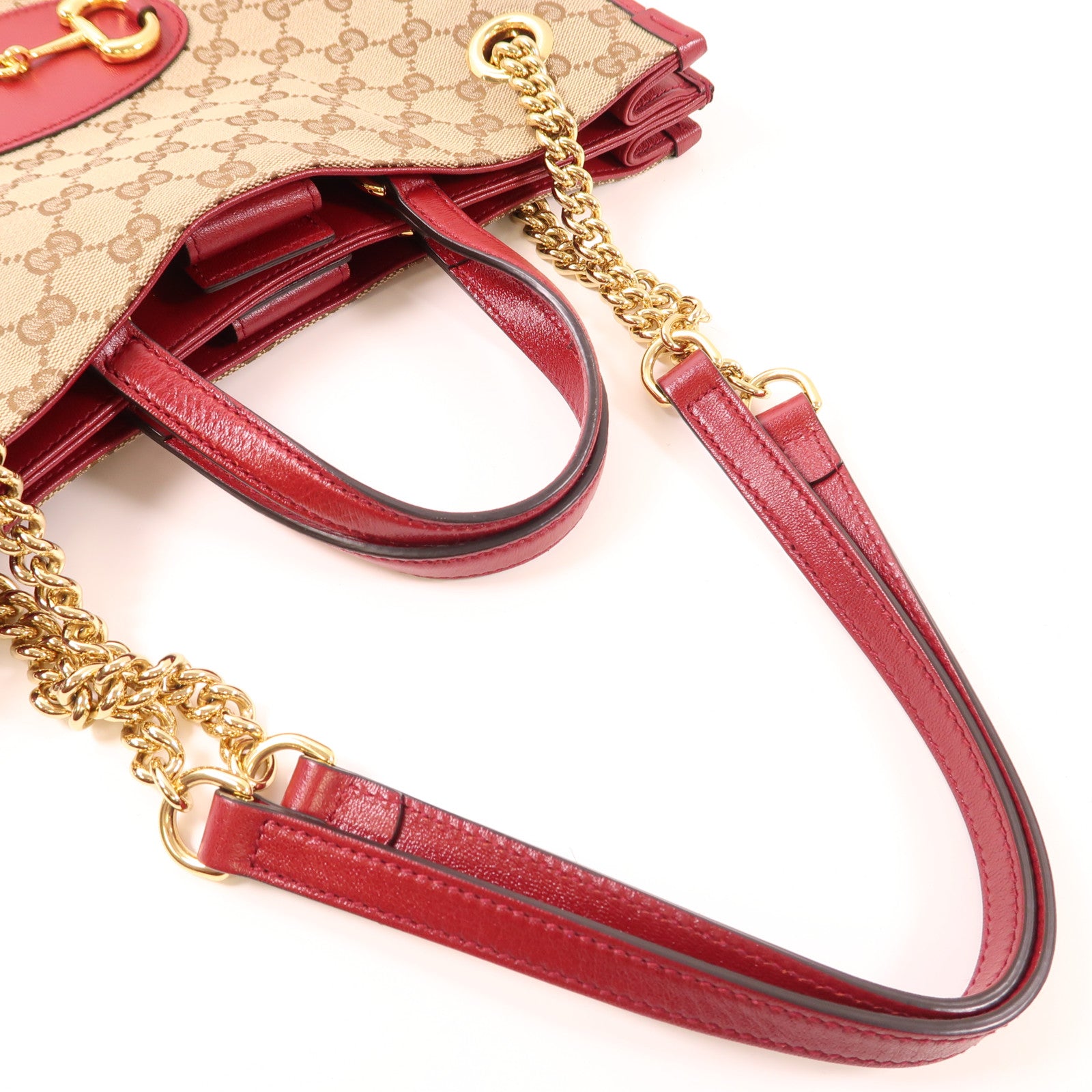 GUCCI 帆布Horsebit金扣手挽肩背兩用袋