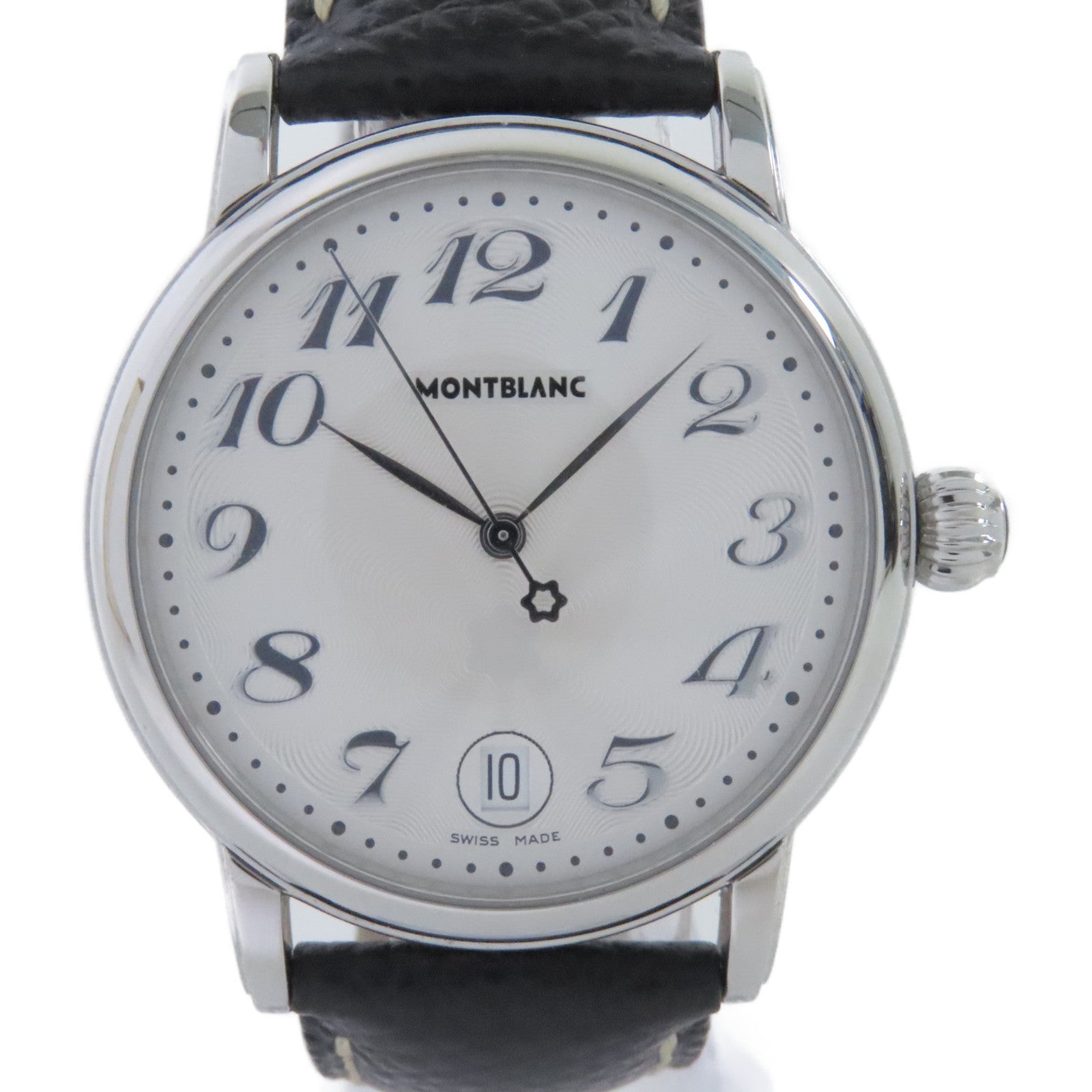 MONTBLANC Meisterstuck Watch不鏽鋼/牛皮皮帶石英機芯手錶白色