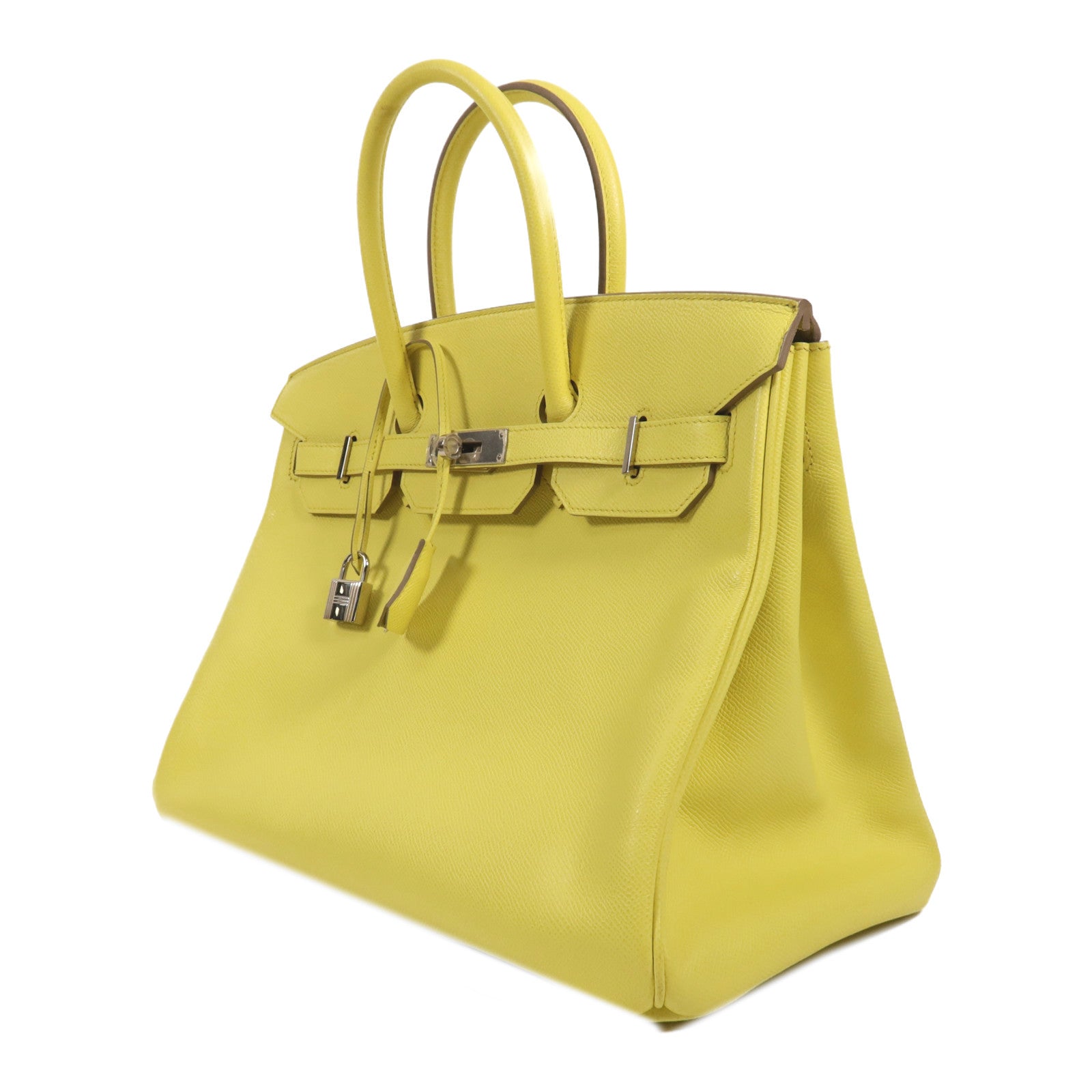 HERMES Epsom皮革Birkin 35銀扣手挽袋Lime
