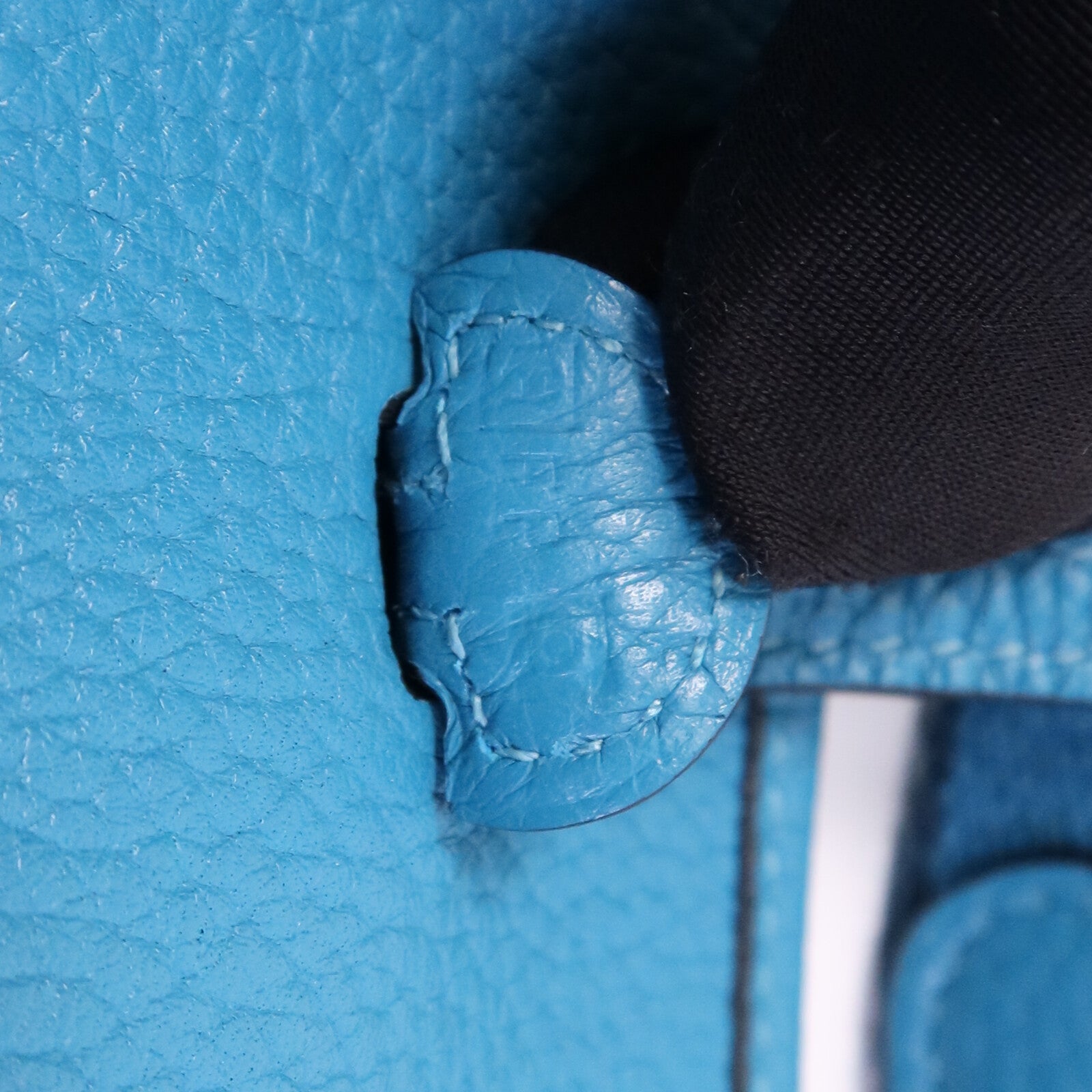 HERMES Clemence皮革Evelyne TPM銀扣肩背袋Turquoise