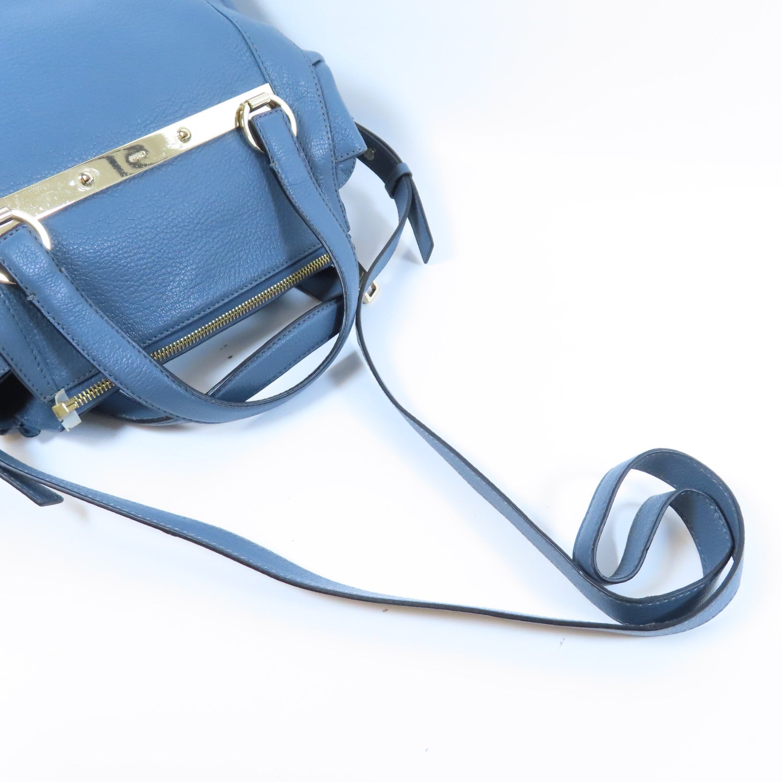 Chloe 【激減優惠】牛皮皮革2 Way Shoulder Bag金扣手挽肩背兩用袋藍色