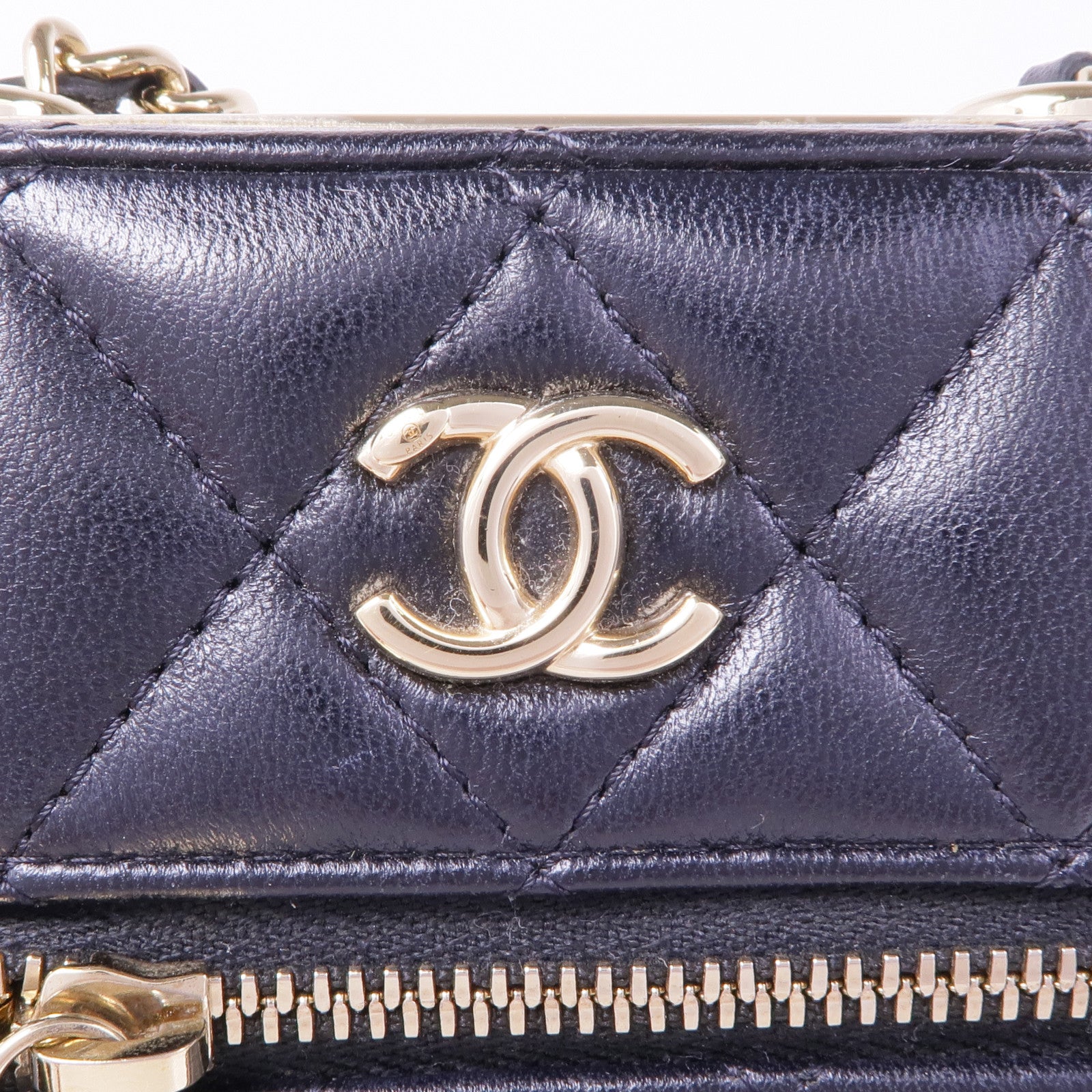 CHANEL 羊皮皮革Chain Shoulder金扣鏈帶肩背袋