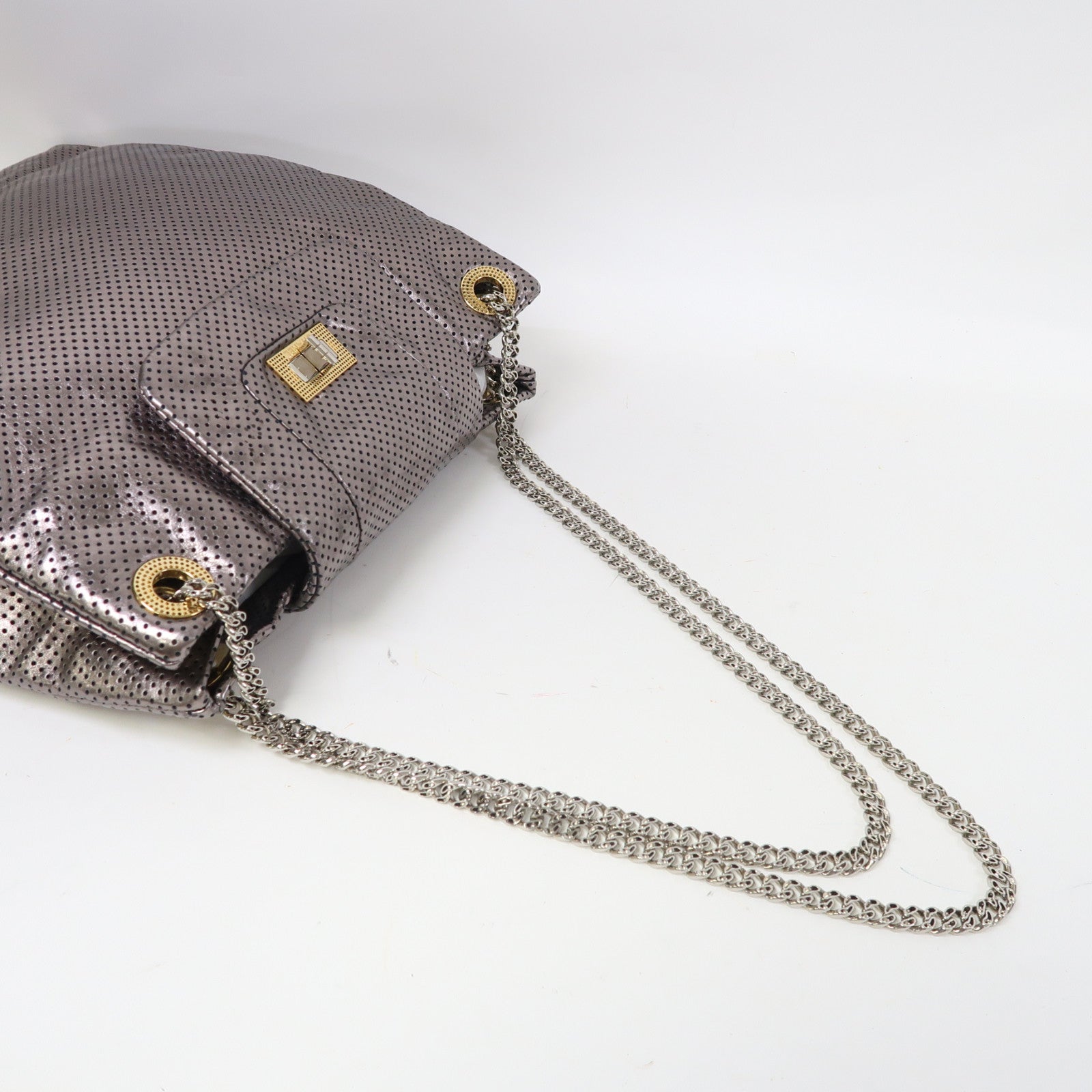 CHANEL 【激減優惠】皮革Reissue Metallic Bag金扣/銀扣鏈帶肩背袋銀色