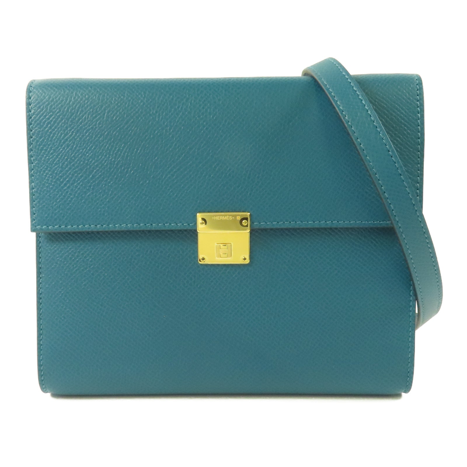 HERMES Epsom皮革Clic 16金扣肩背袋Malachite