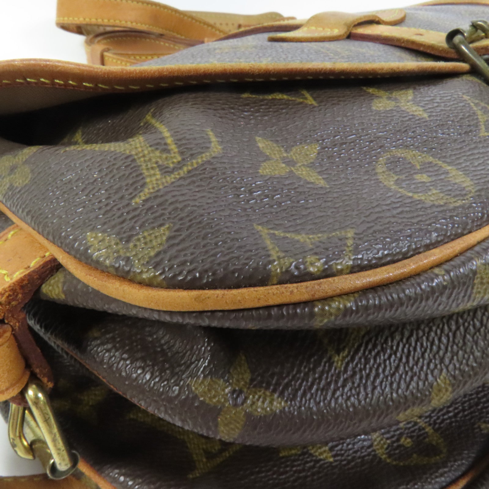 LOUIS VUITTON Monogram Saumur 30金扣肩背袋棕色