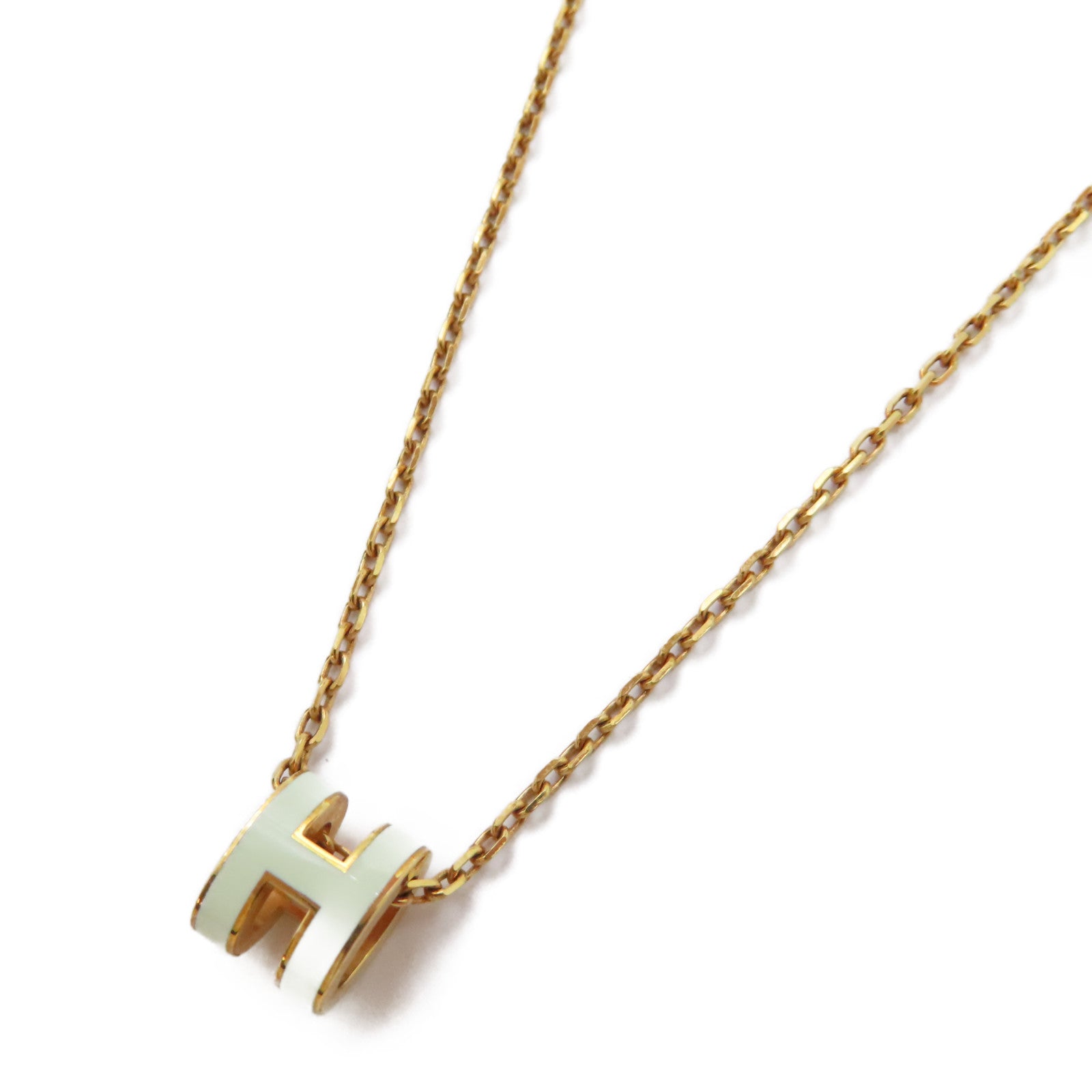 HERMES 金屬Mini Pop H Necklace項鍊汽泡綠色/金色