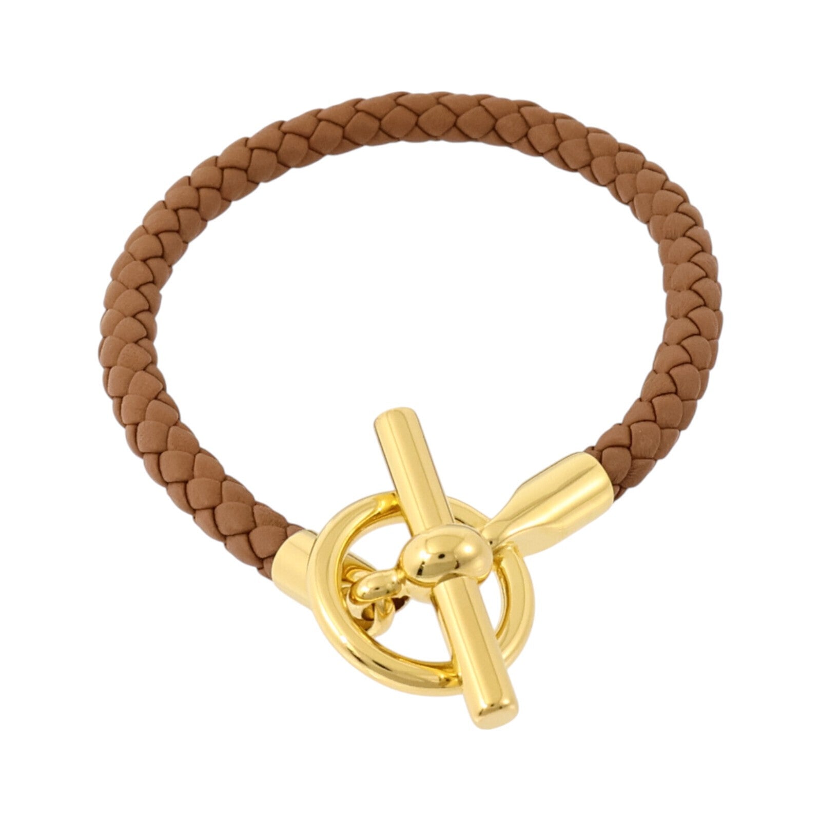 HERMES Swift皮革/金屬Glenan H Bracelet金扣手鏈Gold
