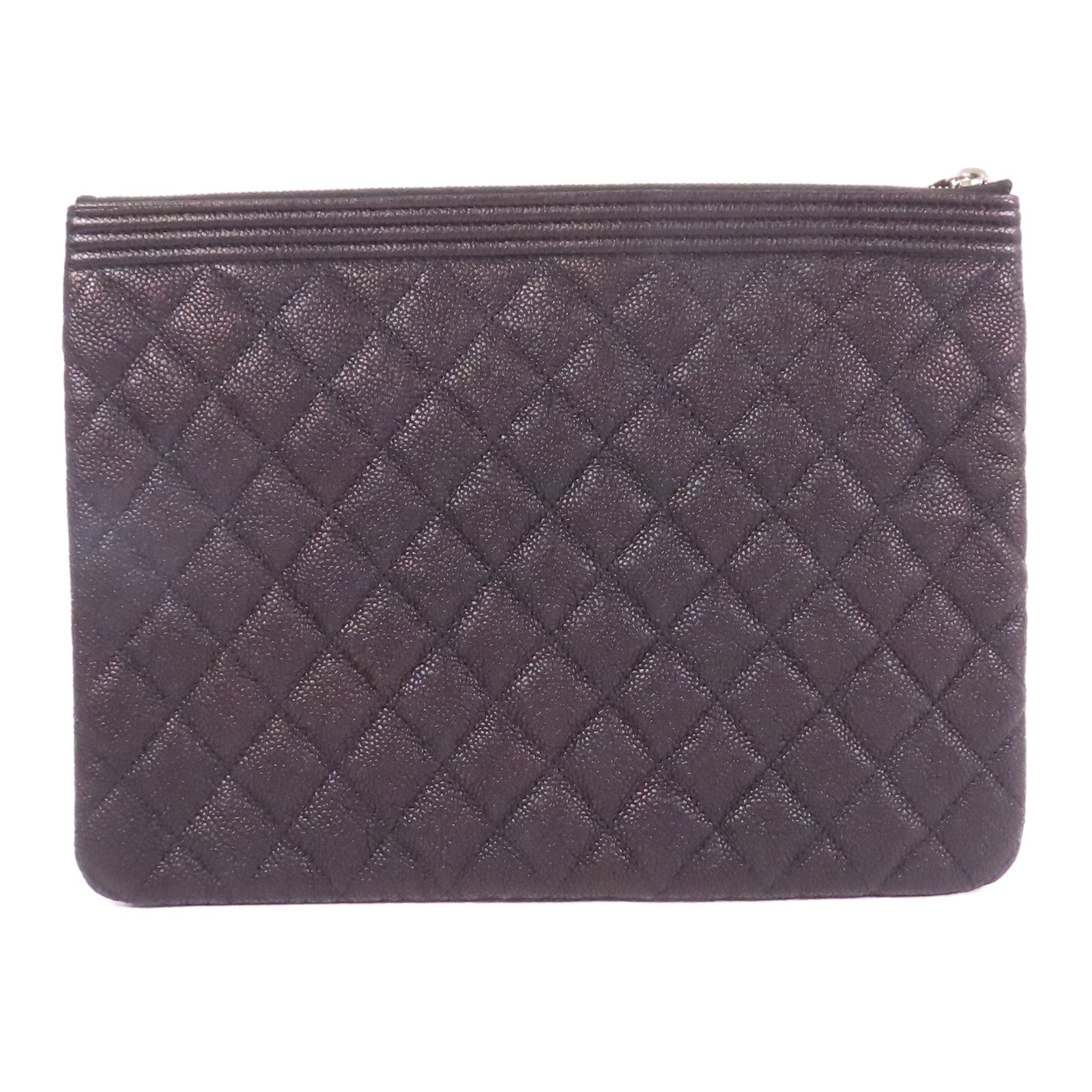 CHANEL 牛皮皮革Pouch銀扣手拿包