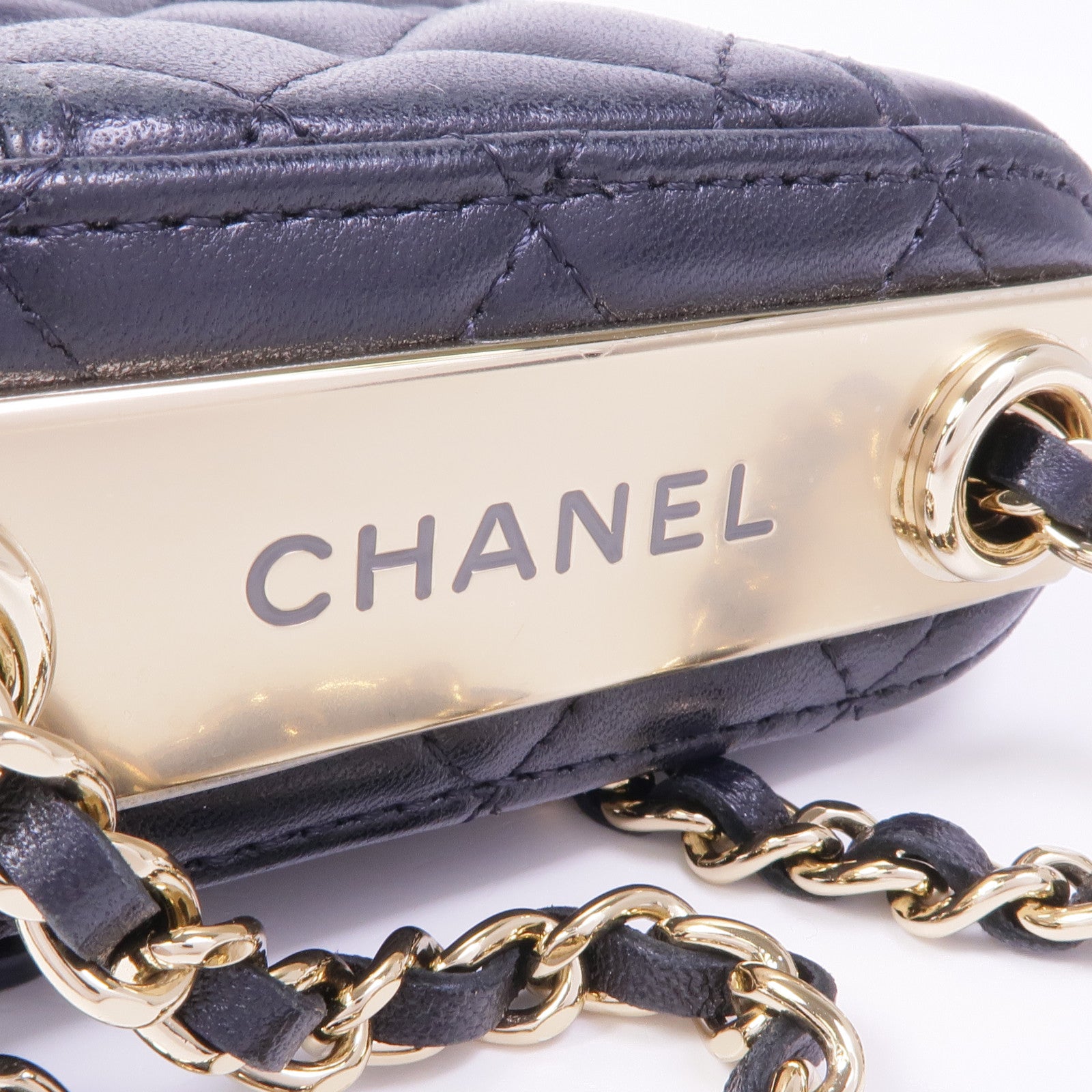 CHANEL 羊皮皮革Chain Shoulder金扣鏈帶肩背袋