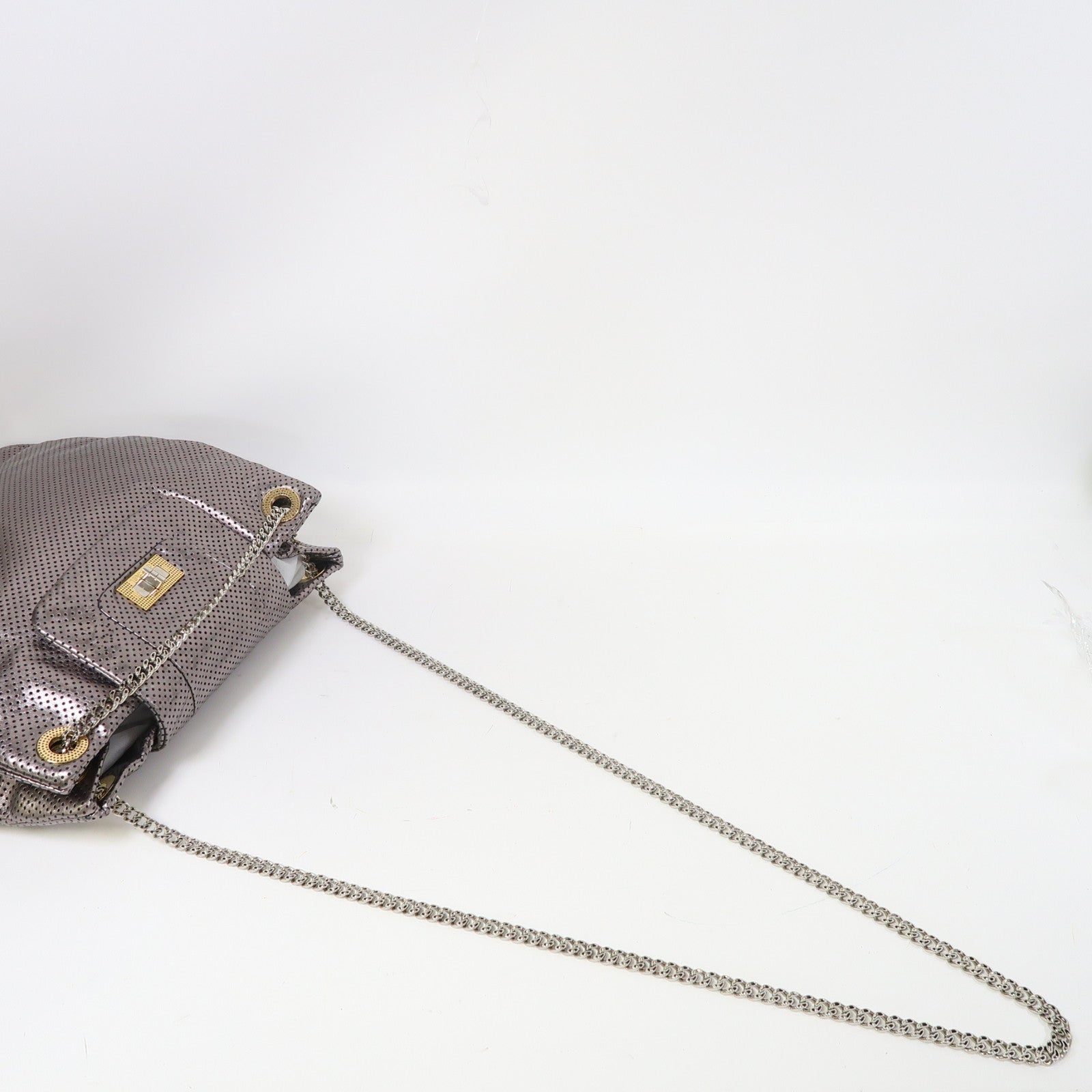 CHANEL 【激減優惠】皮革Reissue Metallic Bag金扣/銀扣鏈帶肩背袋銀色