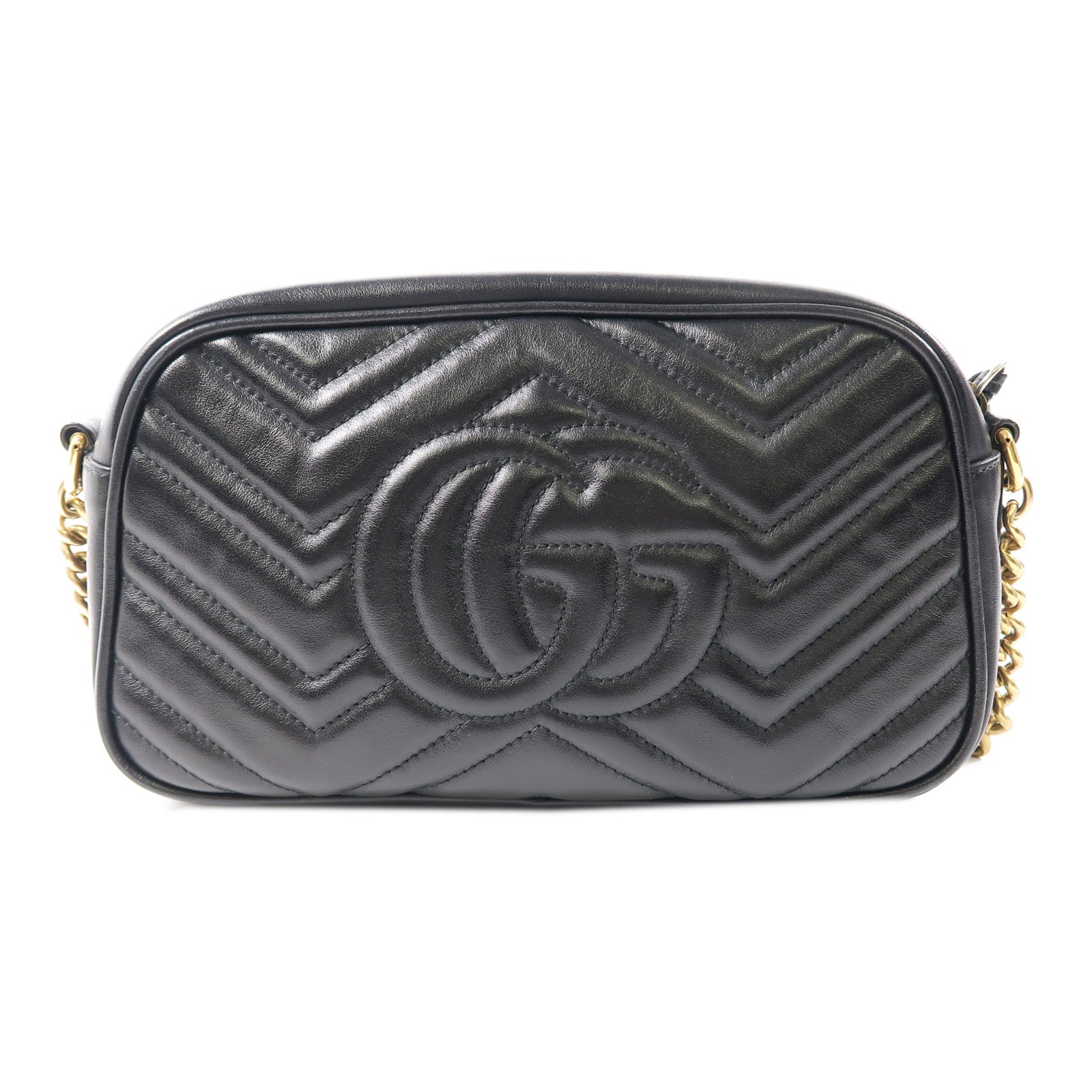 GUCCI 牛皮皮革GG Marmont Small金扣肩背袋黑色