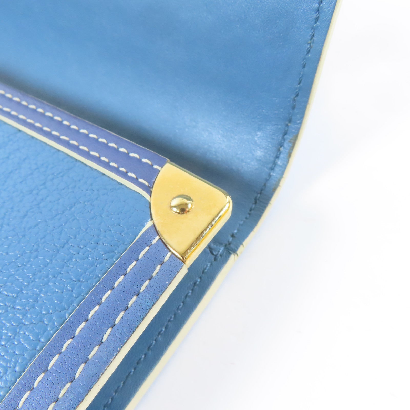 LOUIS VUITTON 【激減優惠】皮革Long Wallet金扣長錢包藍色