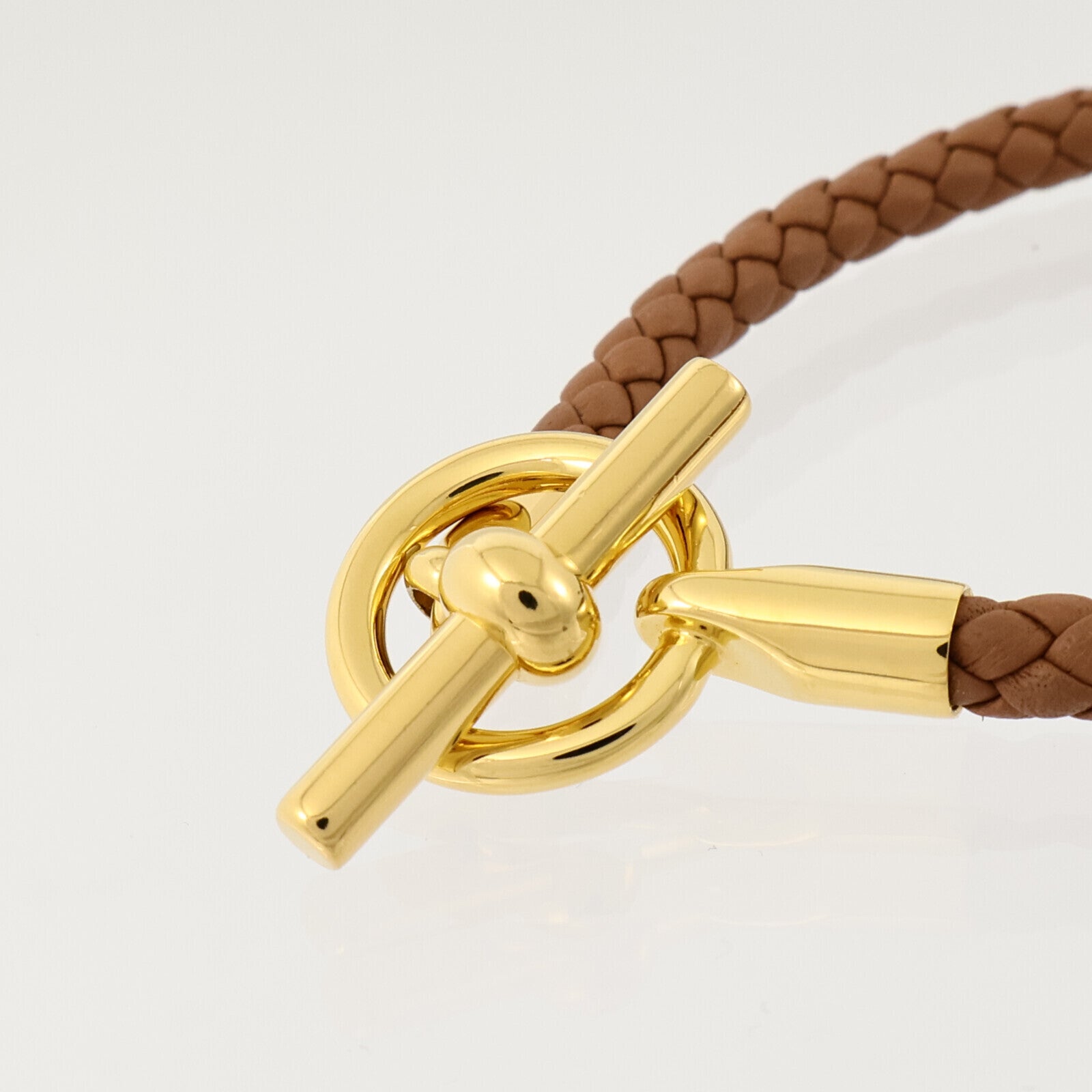 HERMES Swift皮革/金屬Glenan H Bracelet金扣手鏈Gold