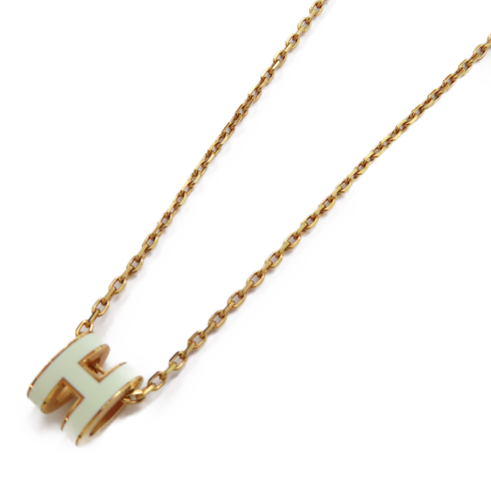 HERMES 金屬Mini Pop H Necklace項鍊汽泡綠色/金色
