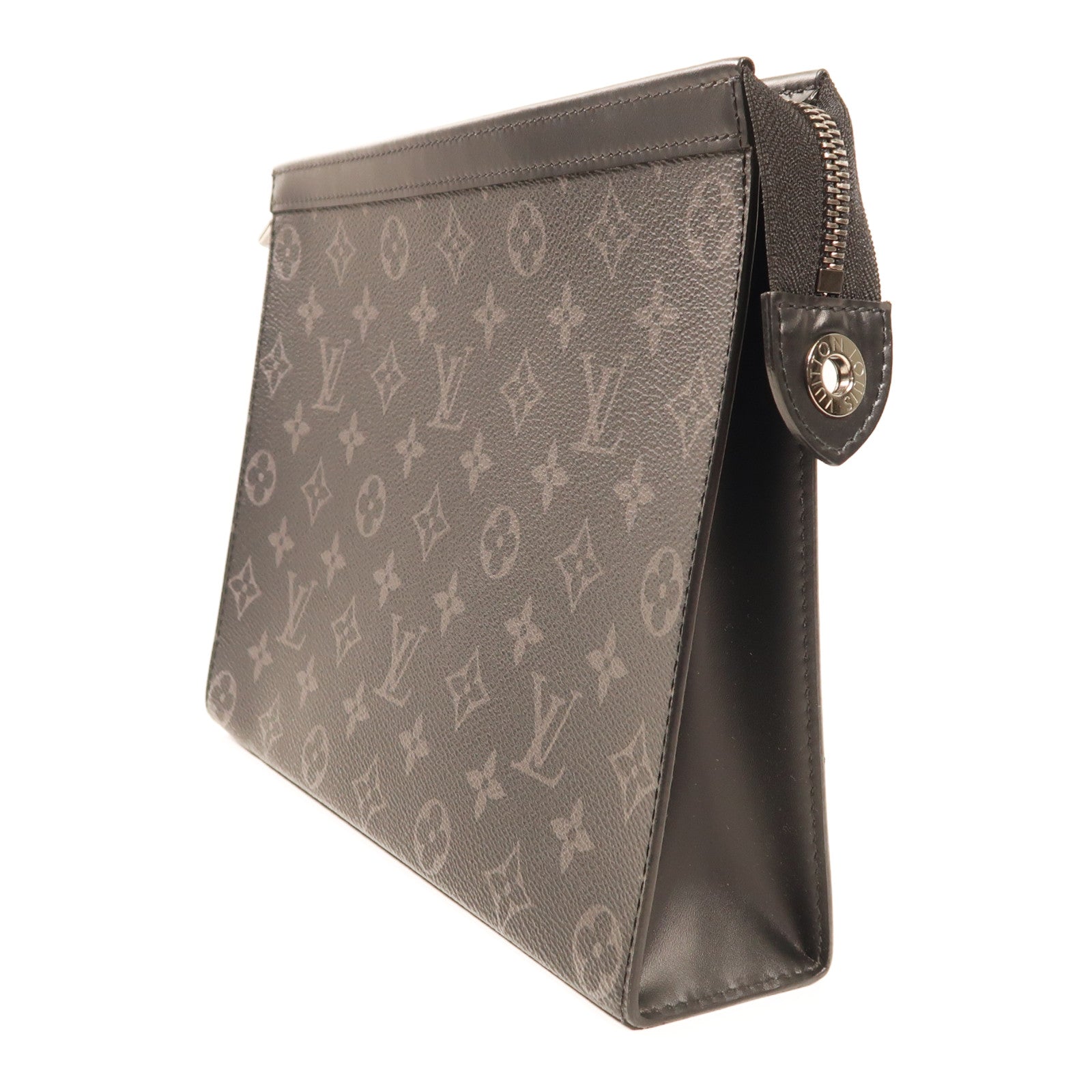 LOUIS VUITTON Monogram Eclipse Pochette Voyage MM銀扣手拿包