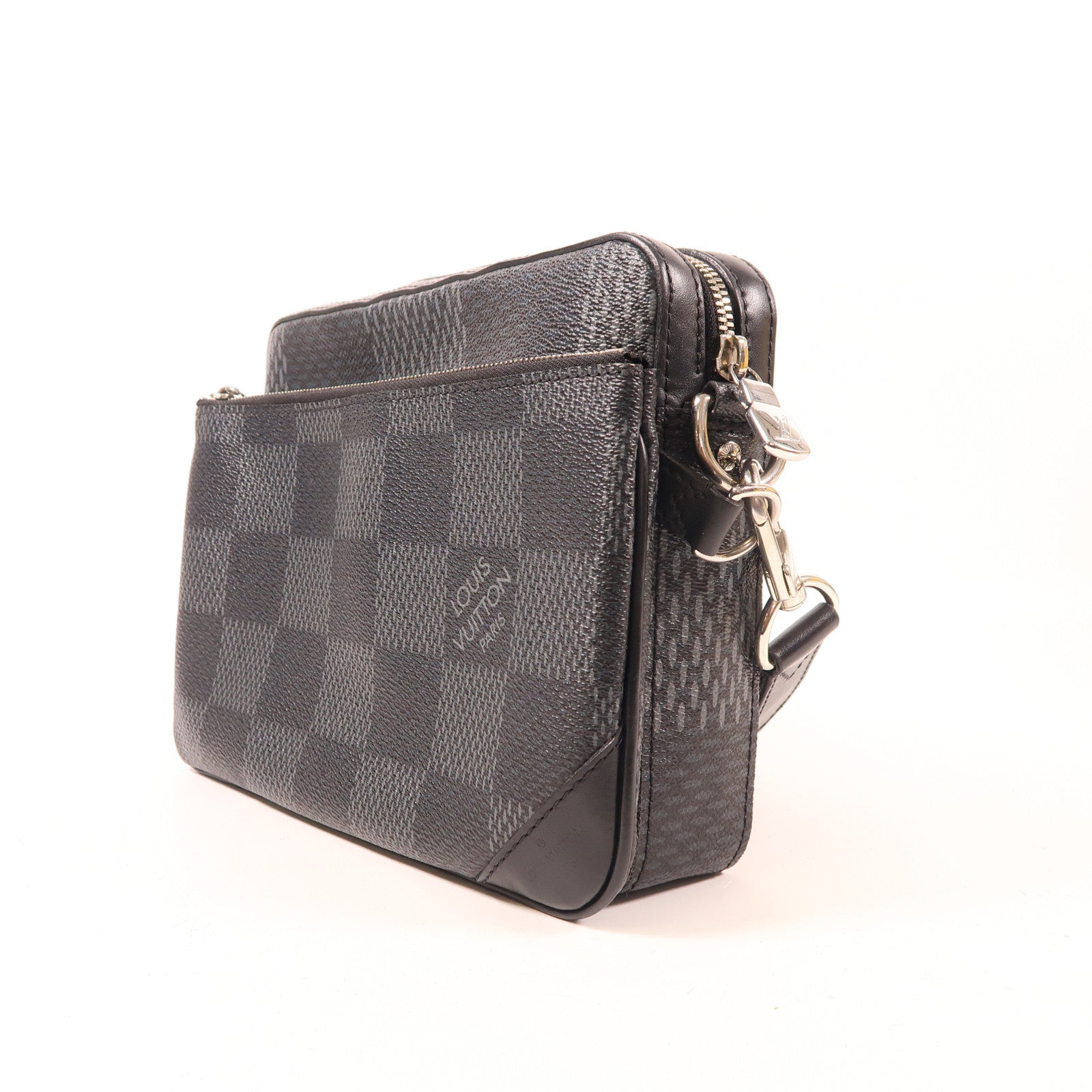 LOUIS VUITTON Damier Graphite Trio Messenger銀扣肩背袋
