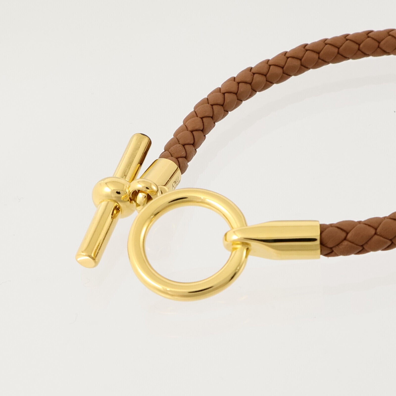 HERMES Swift皮革/金屬Glenan H Bracelet金扣手鏈Gold