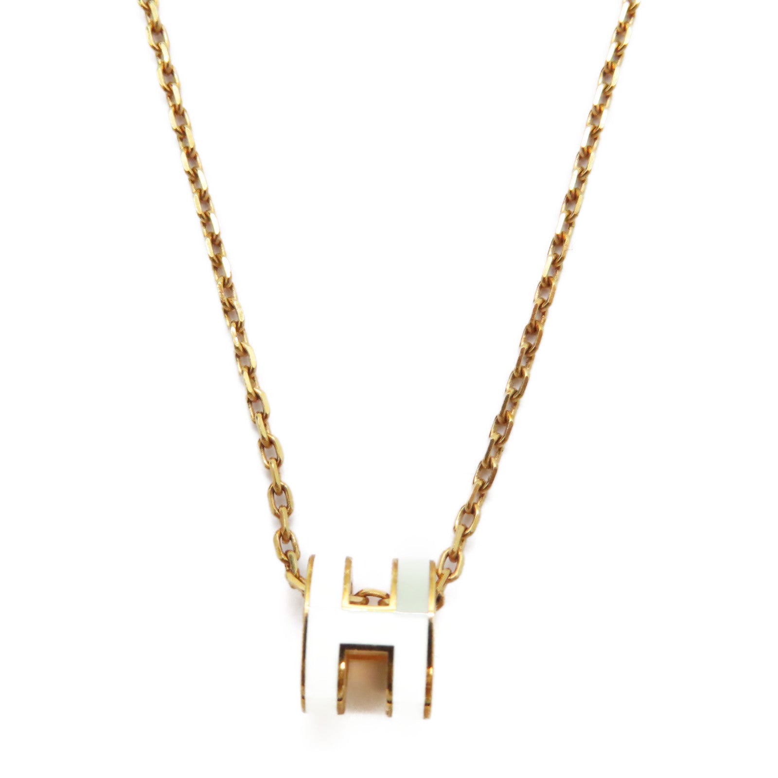 HERMES 金屬Mini Pop H Necklace項鍊汽泡綠色/金色
