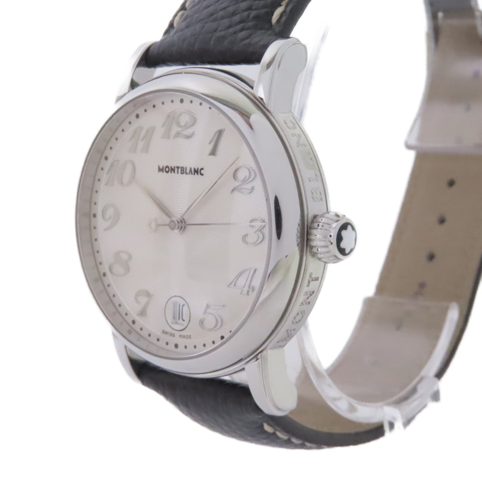MONTBLANC Meisterstuck Watch不鏽鋼/牛皮皮帶石英機芯手錶白色