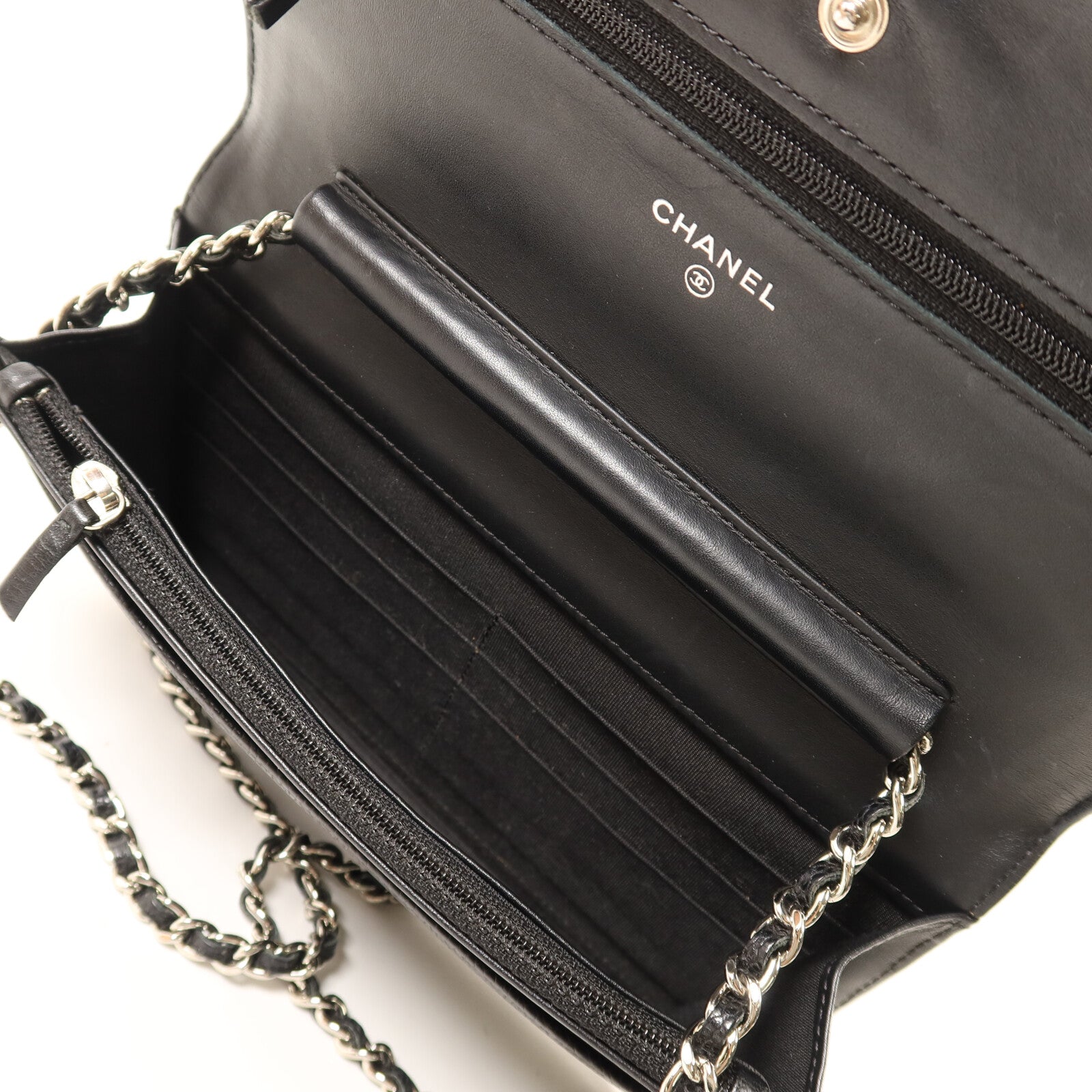 CHANEL 牛皮皮革Timeless CC Wallet On Chain銀扣鏈帶肩背袋