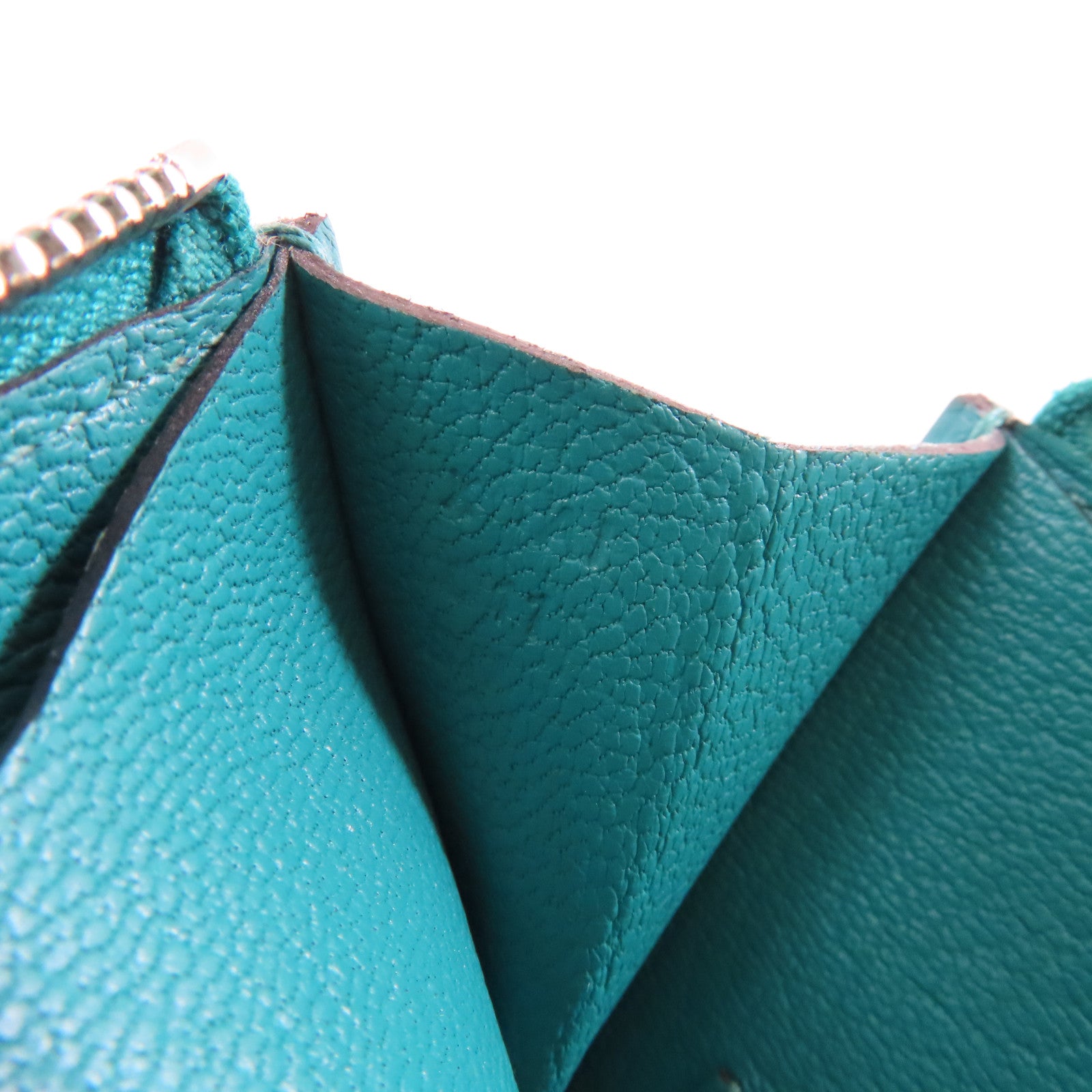 HERMES Epsom皮革Wallet銀扣錢包Vert/綠色